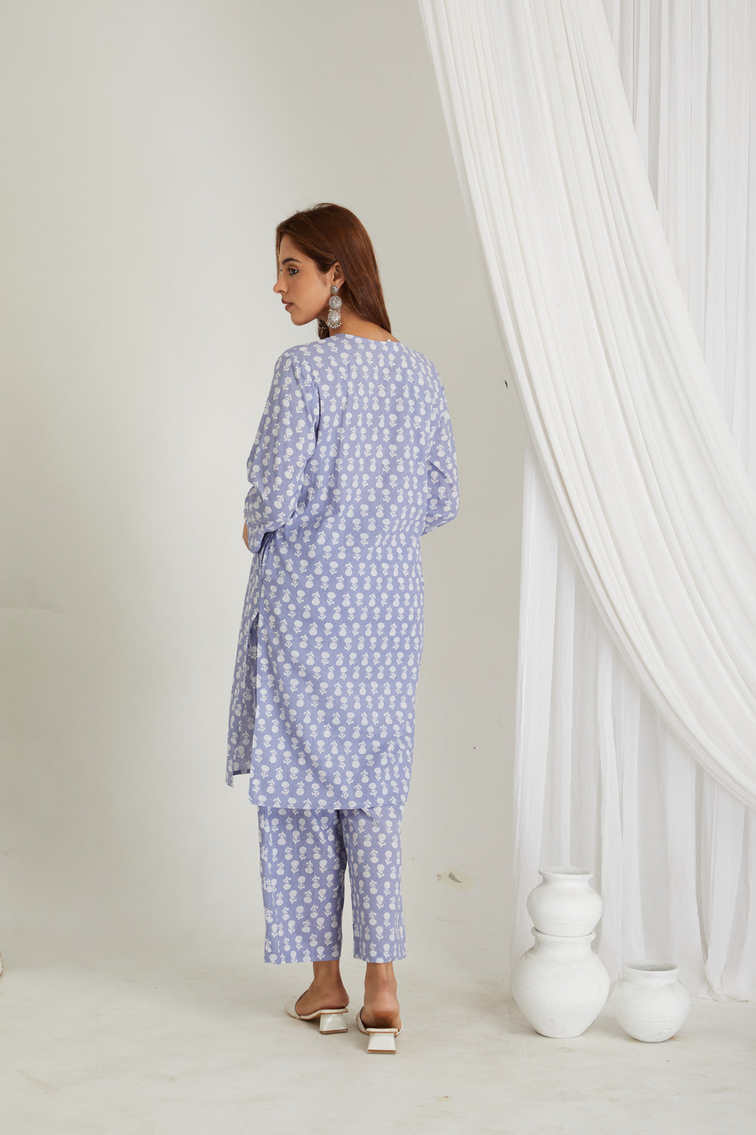 Lavender Cotton Printed Loungewear Co-ord Set