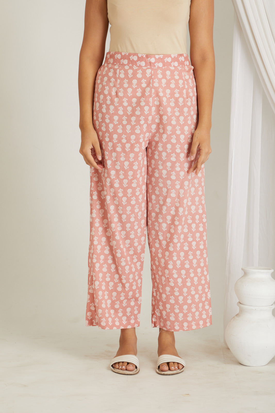 Peach Cotton Printed Loungewear Co-ord Set