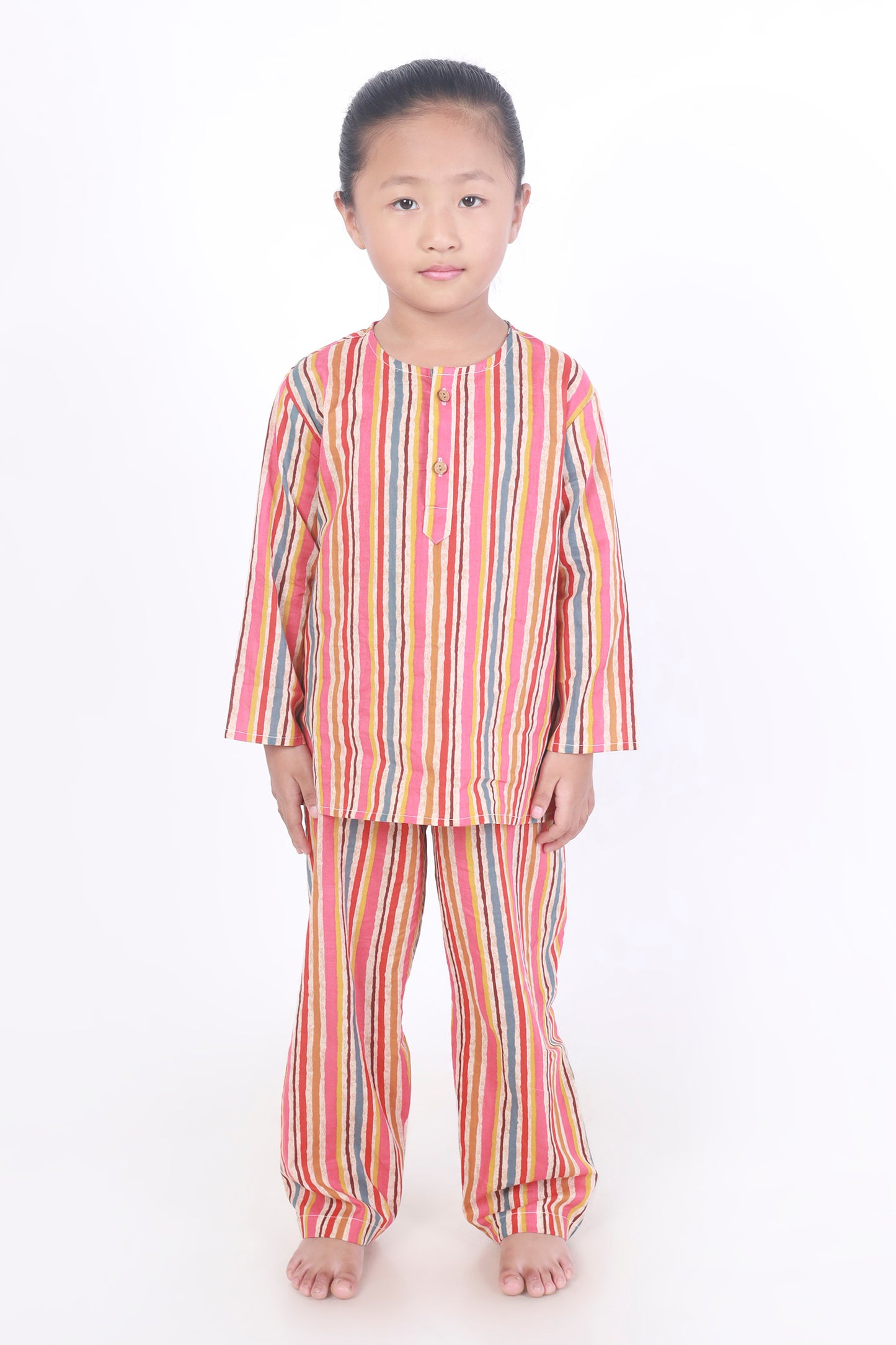 Multicolour stripes kurta pajama cotton nightsuit for for kids