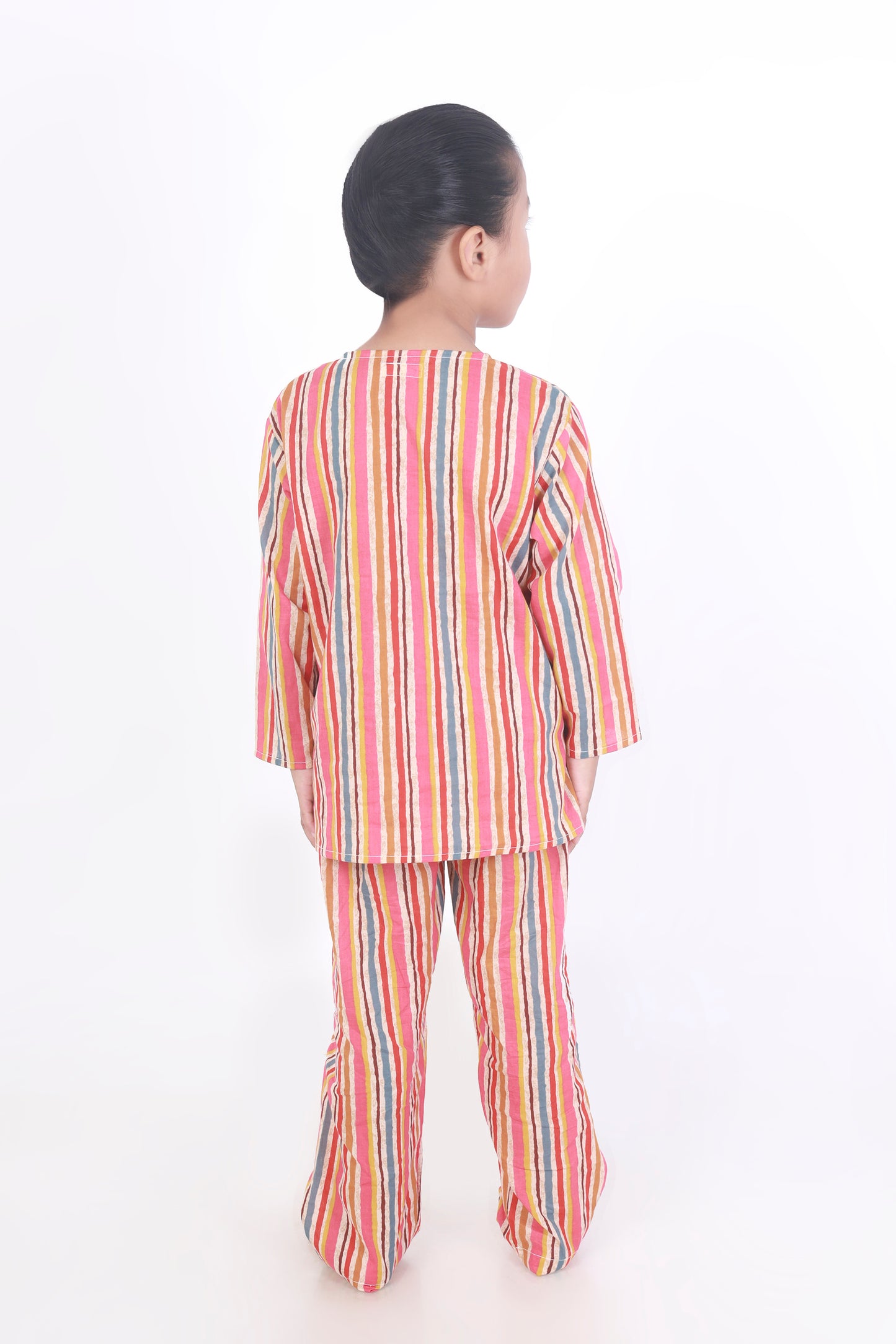 Multicolour stripes kurta pajama cotton nightsuit for for kids