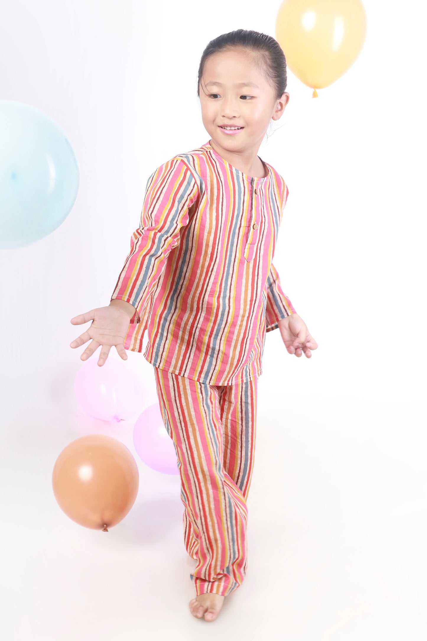 Multicolour stripes kurta pajama cotton nightsuit for for kids