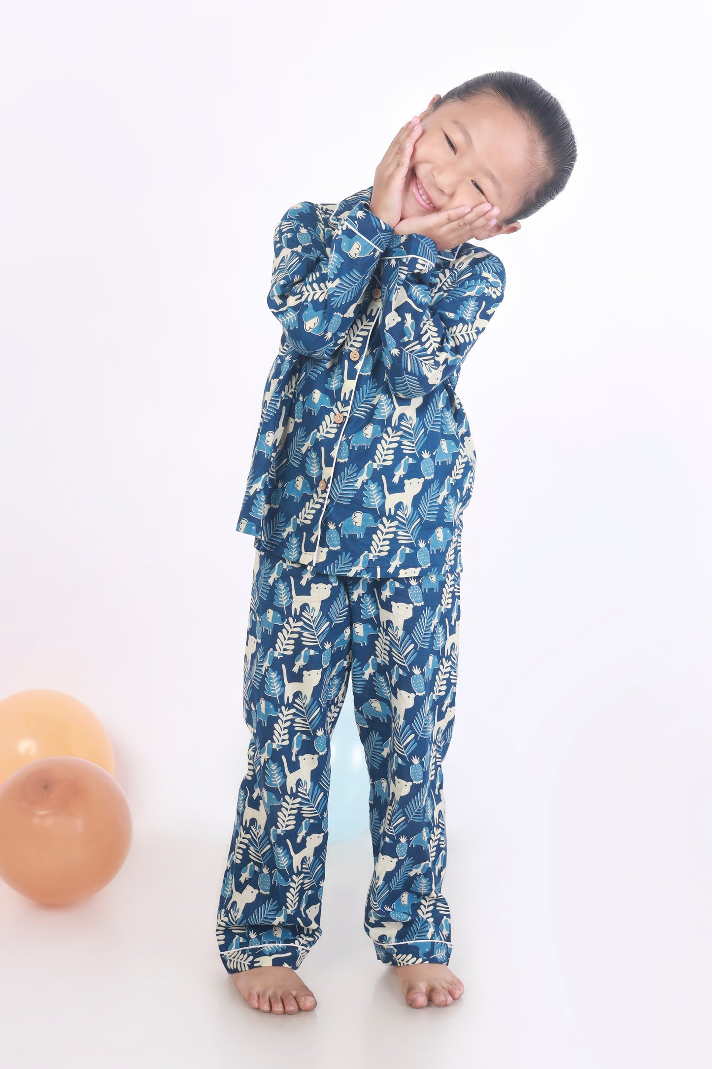 Blue Jungle print shirt pajama cotton pajama for kids
