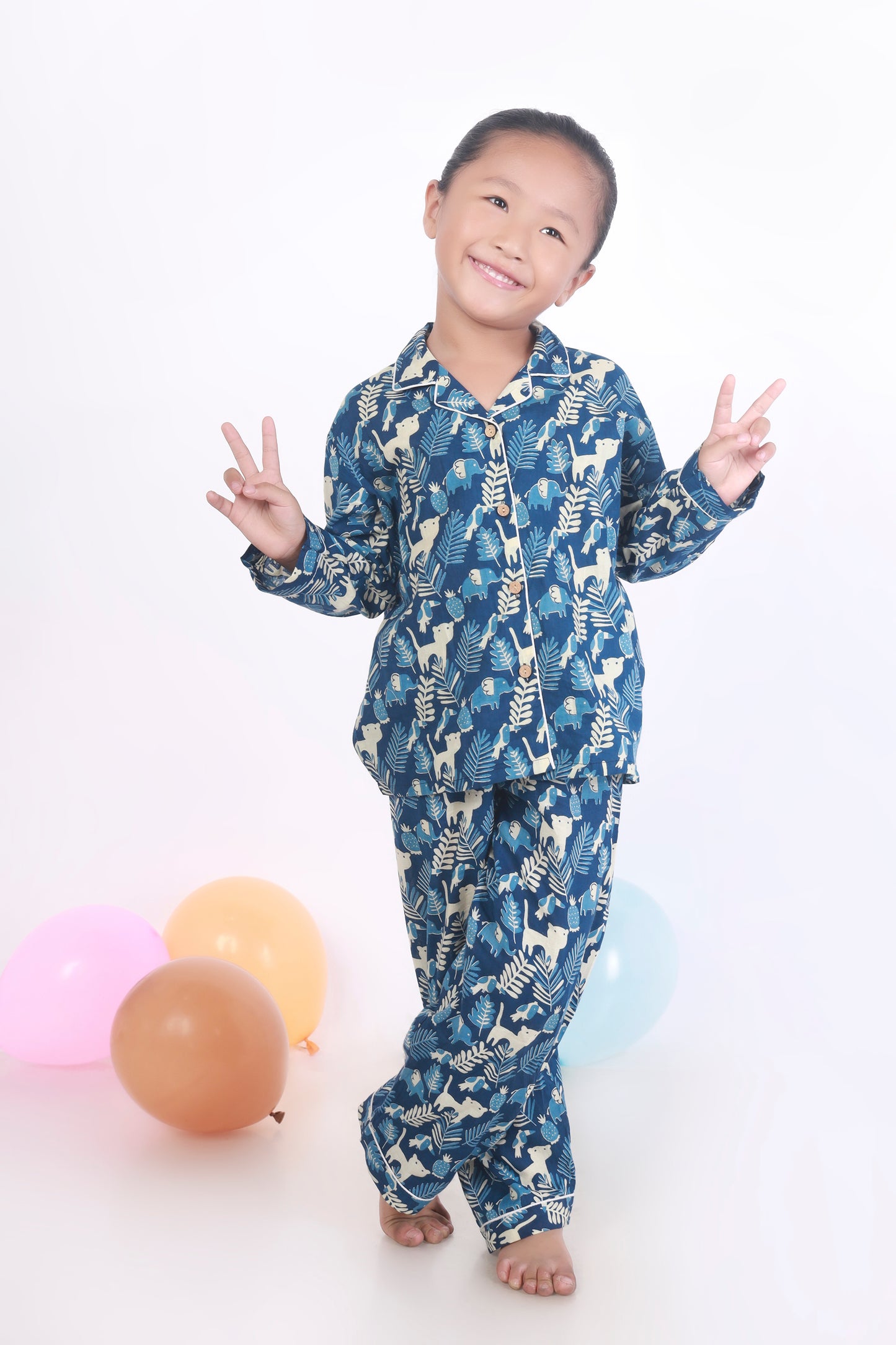 Blue Jungle print shirt pajama cotton pajama for kids