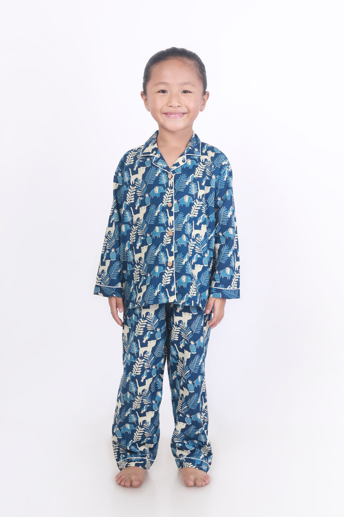 Blue Jungle print shirt pajama cotton pajama for kids