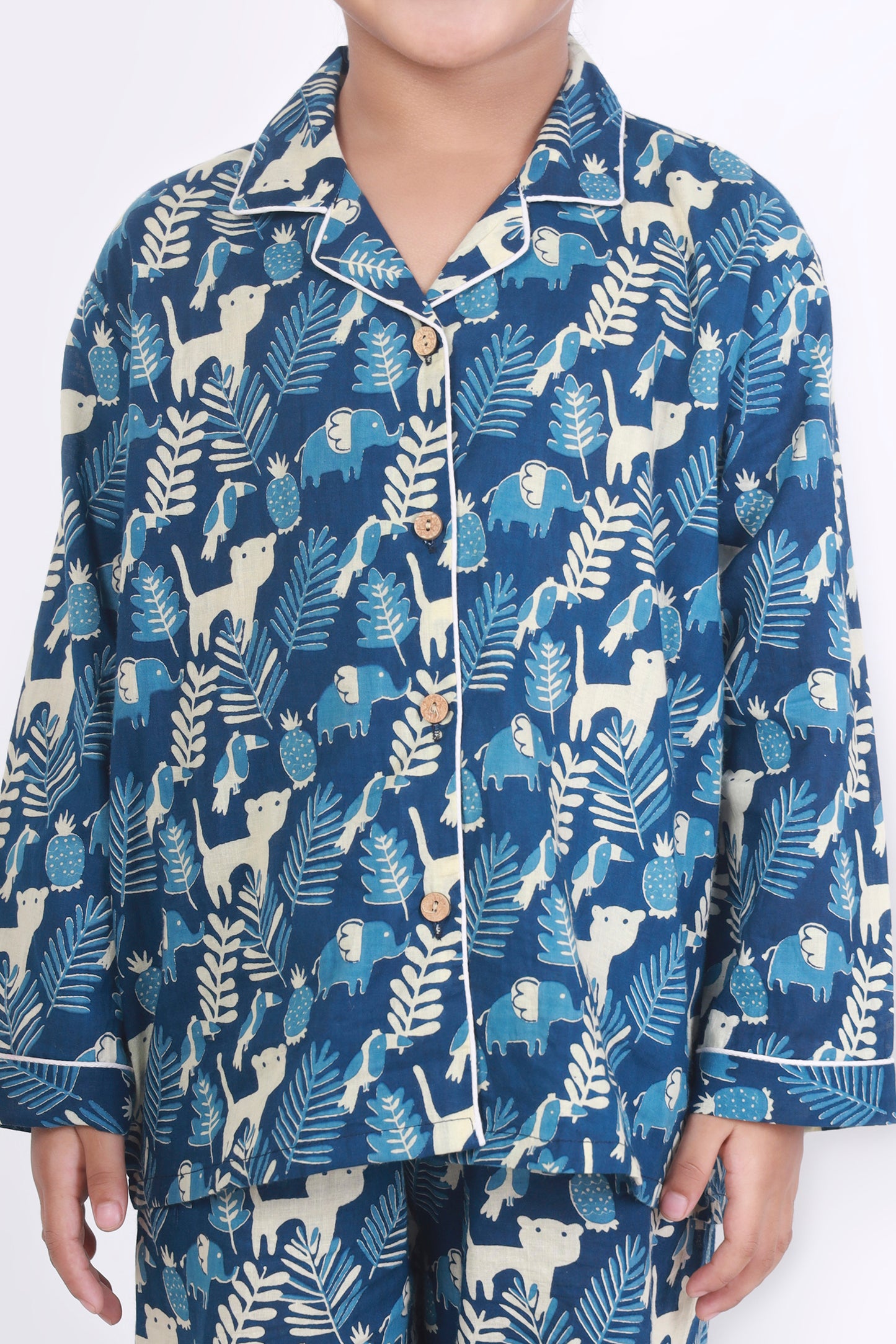 Blue Jungle print shirt pajama cotton pajama for kids