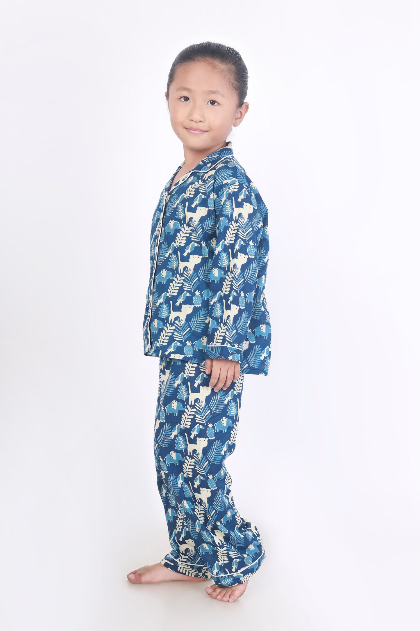 Blue Jungle print shirt pajama cotton pajama for kids