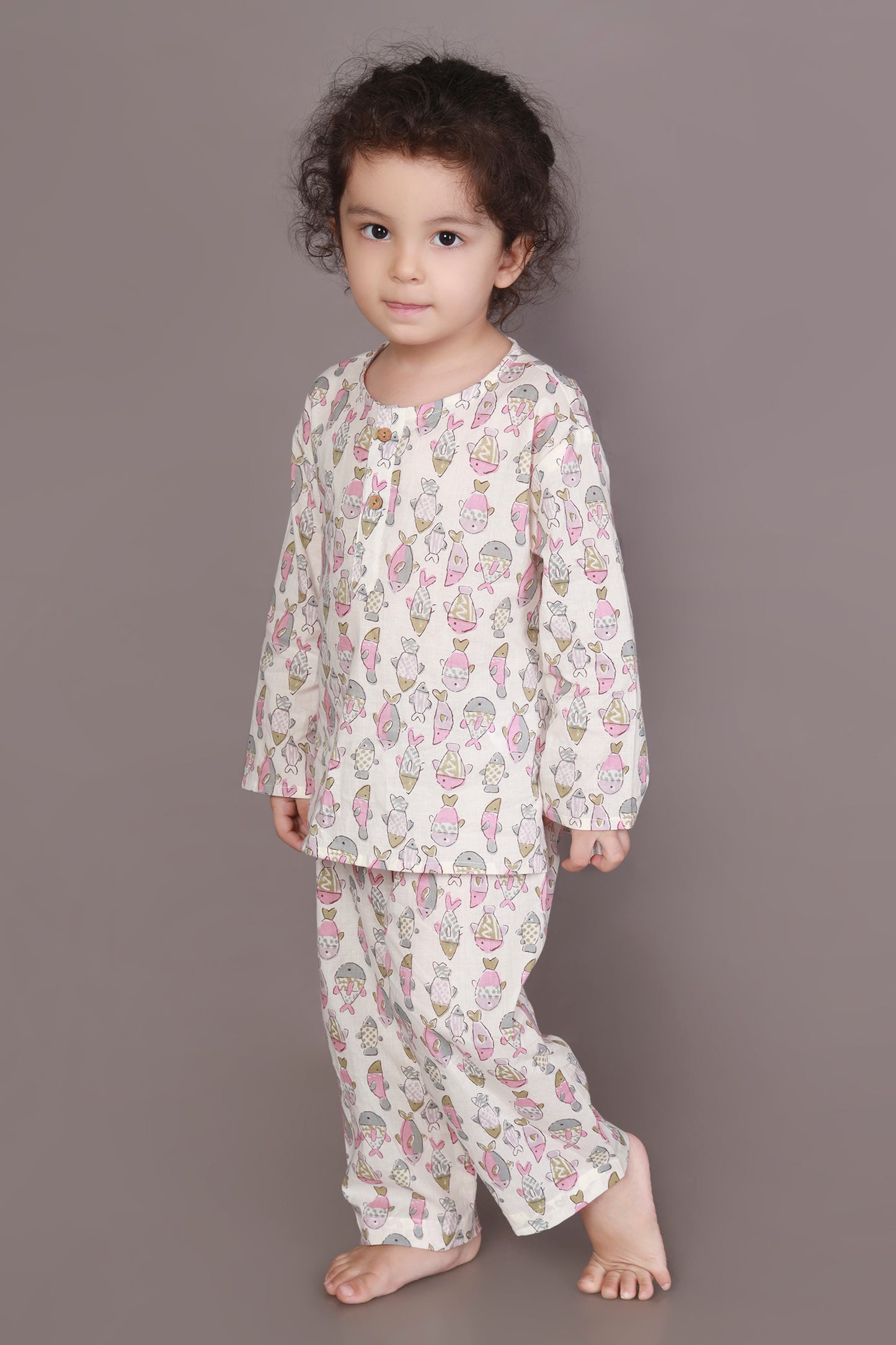 Fish Print kurta pajama nightsuit cotton for kids