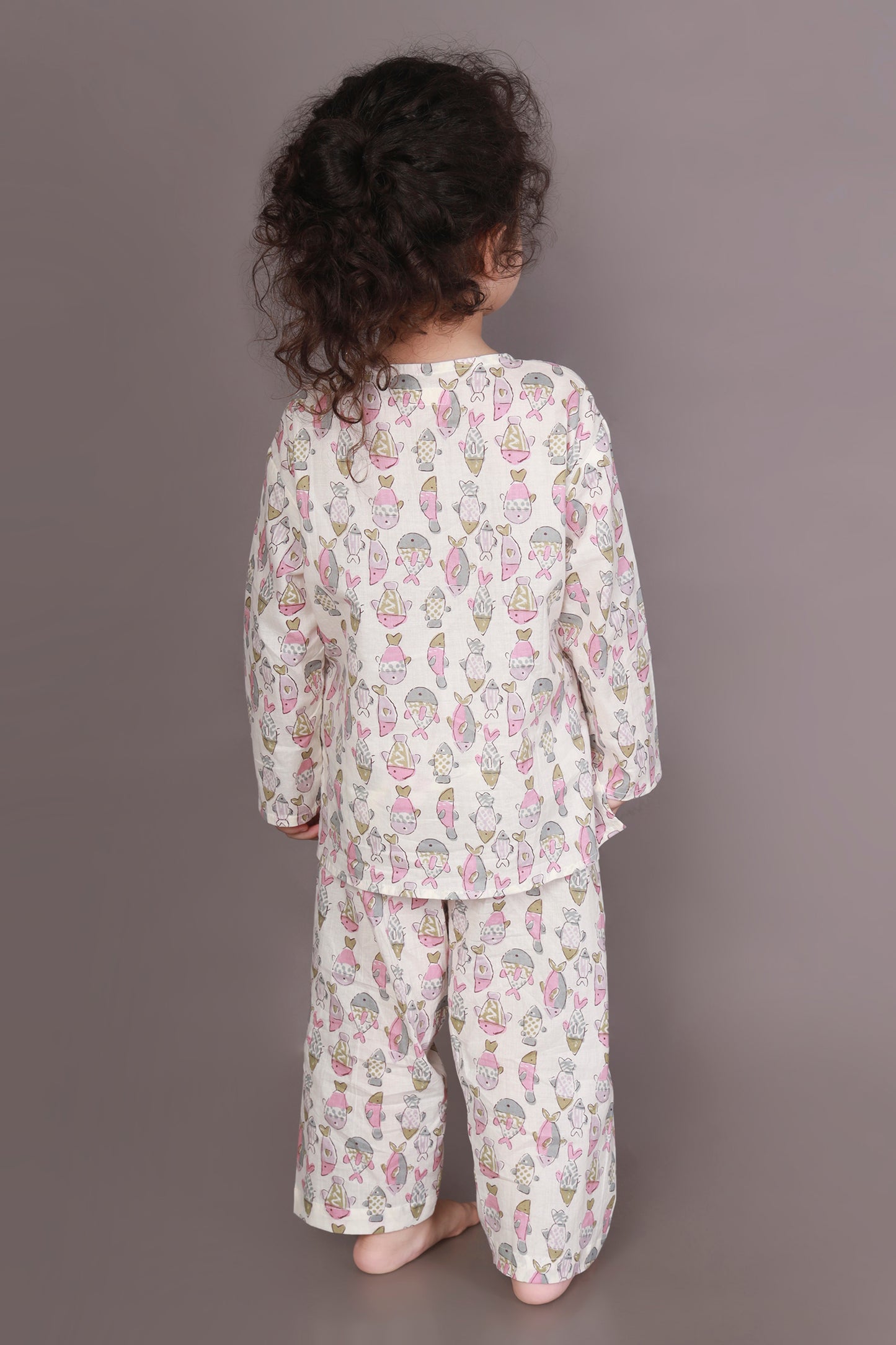 Fish Print kurta pajama nightsuit cotton for kids