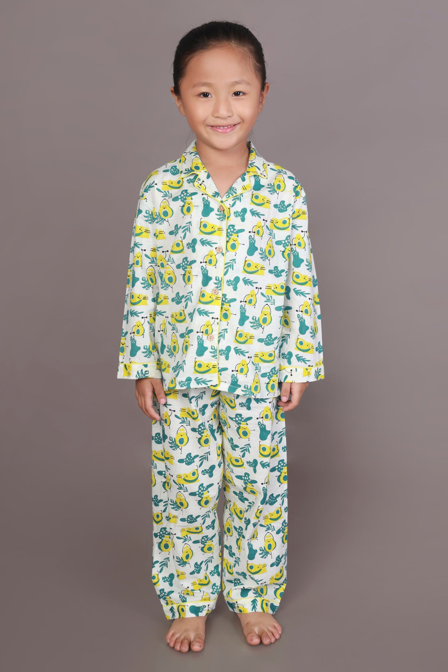 avocado print nightsuit set for kids