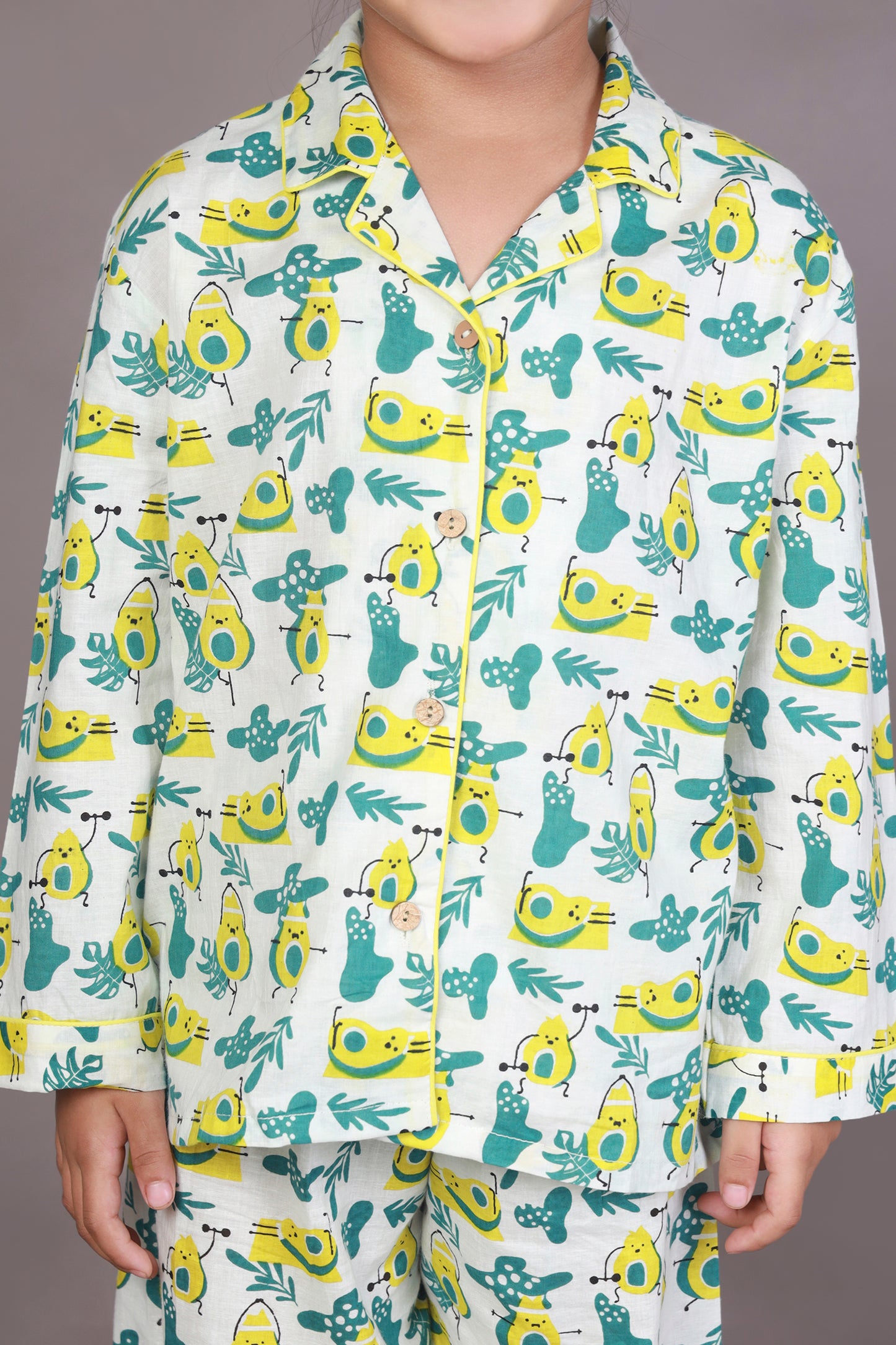 avocado print nightsuit set for kids