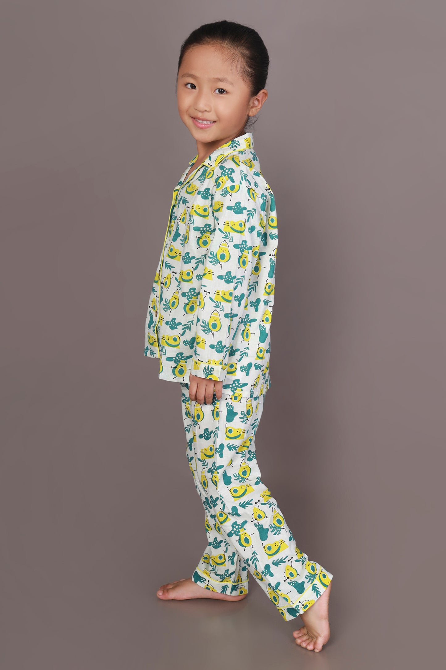 avocado print nightsuit set for kids