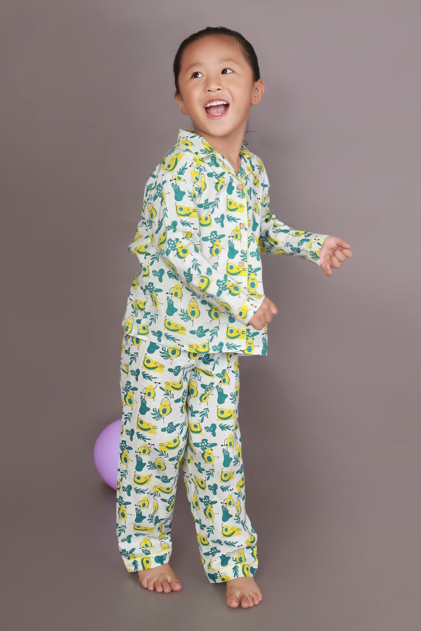 avocado print nightsuit set for kids