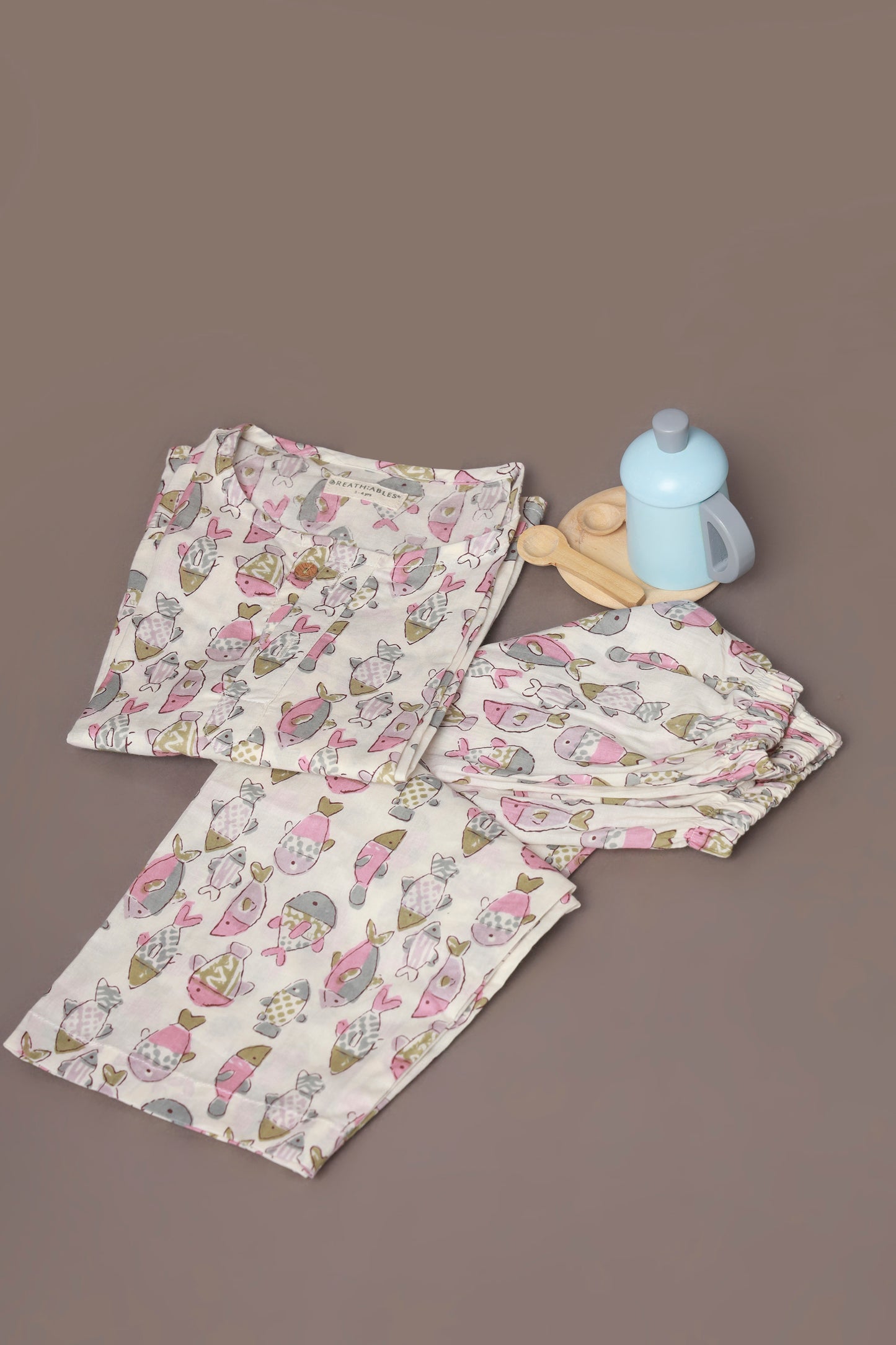 Fish Print kurta pajama nightsuit cotton for kids