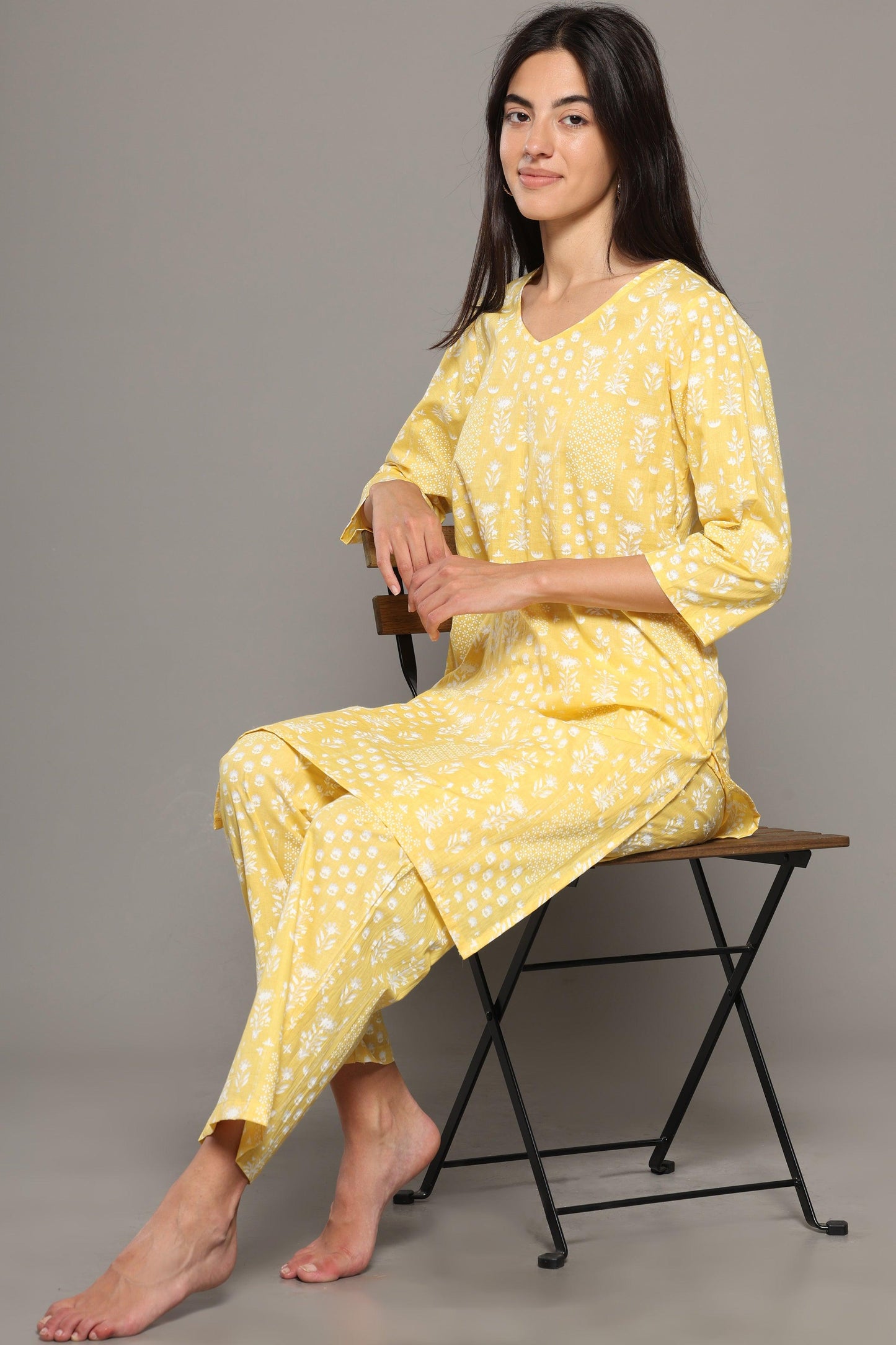 Buttercup Long Kurta Pajama Set - BREATH:ABLES