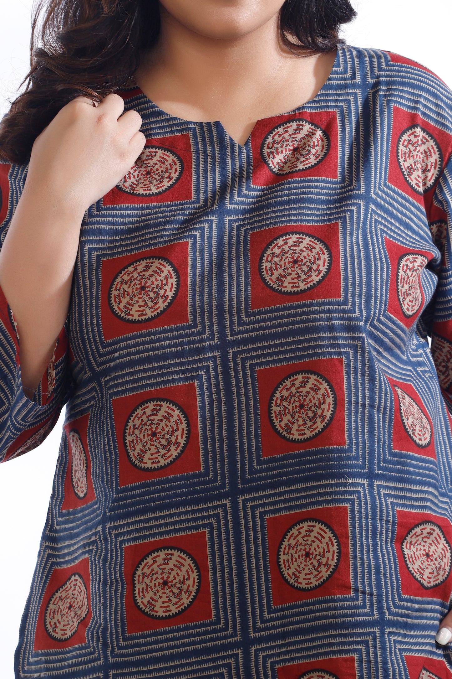 Blue Cotton Geometric Print Loungewear Co-ord Set