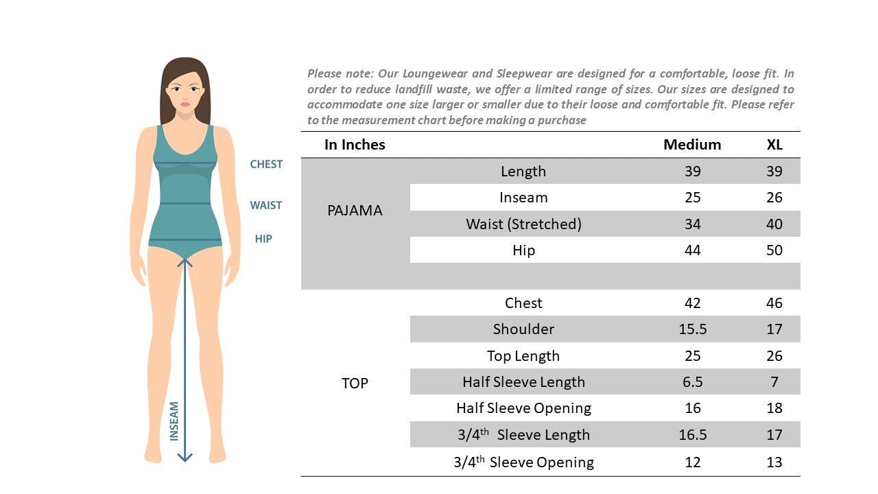 Size Chart Pajama Set 