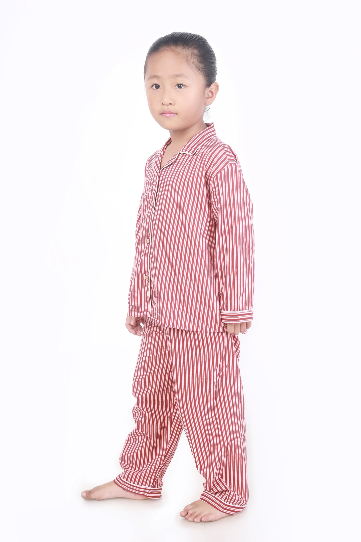 Red Pink Stripe Shirt Pajama nightsuit for kids 