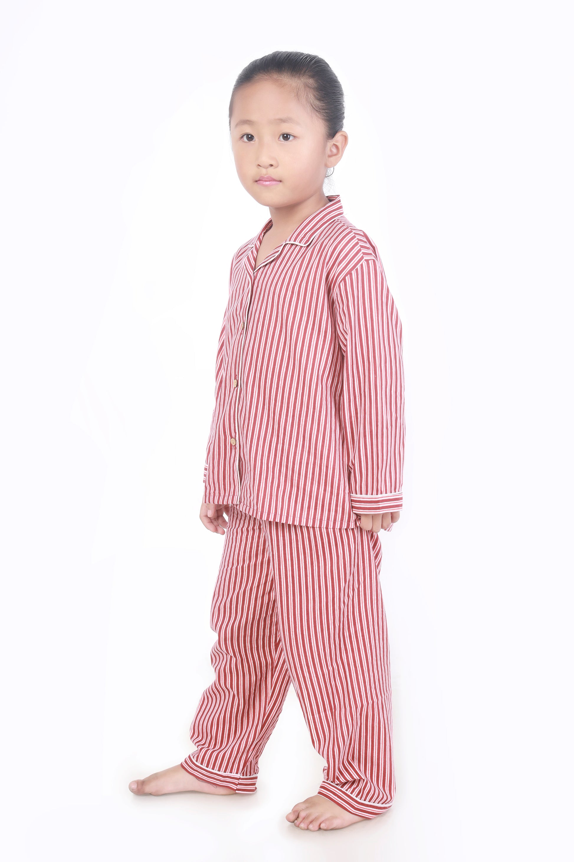 Red Pink Stripe Shirt Pajama nightsuit for kids 