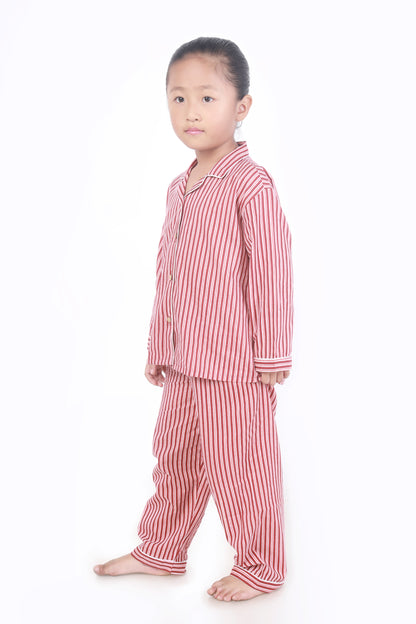 Red Pink Stripe Shirt Pajama nightsuit for kids 