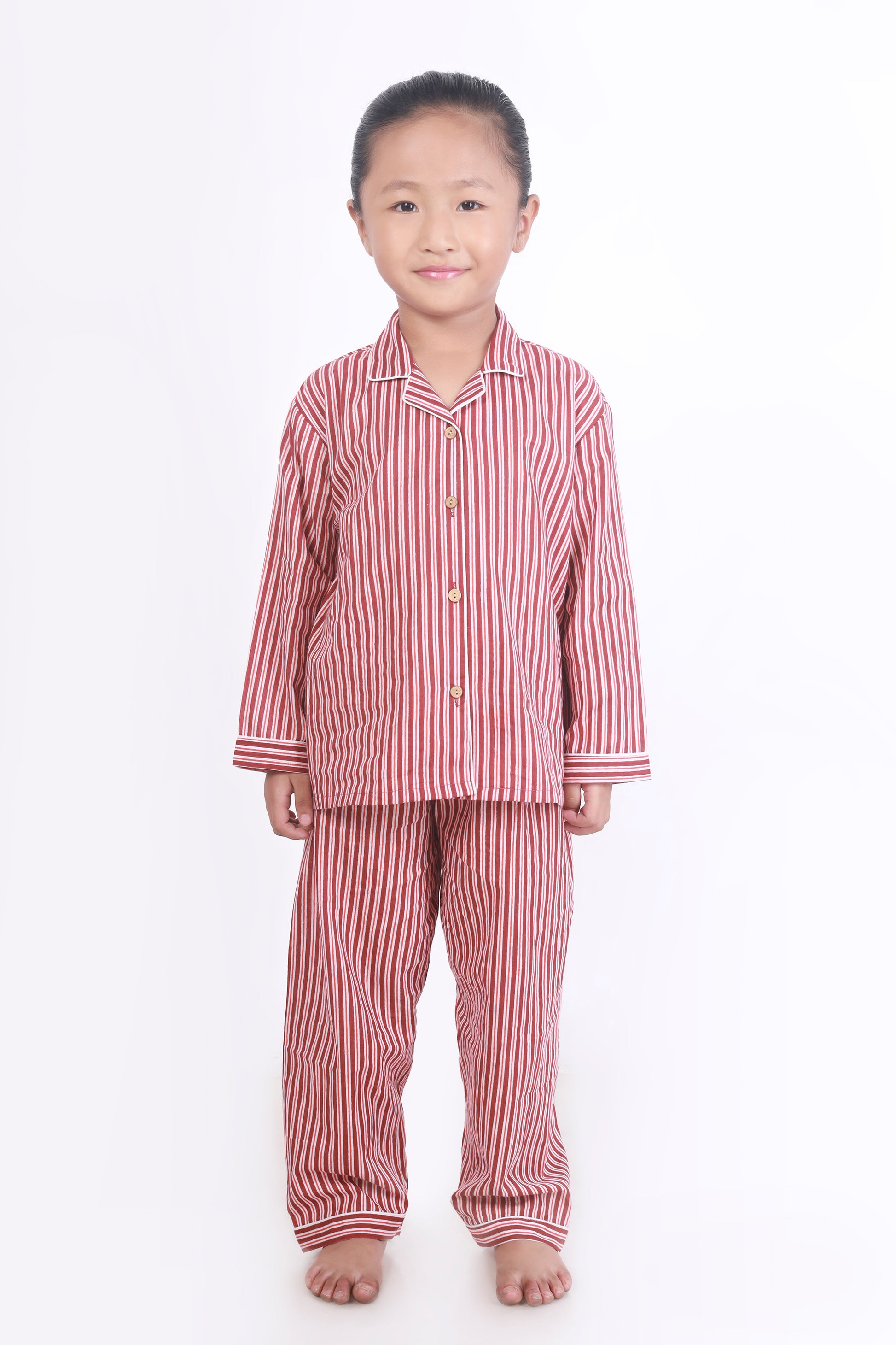 Red Pink Stripe Shirt Pajama nightsuit for kids 