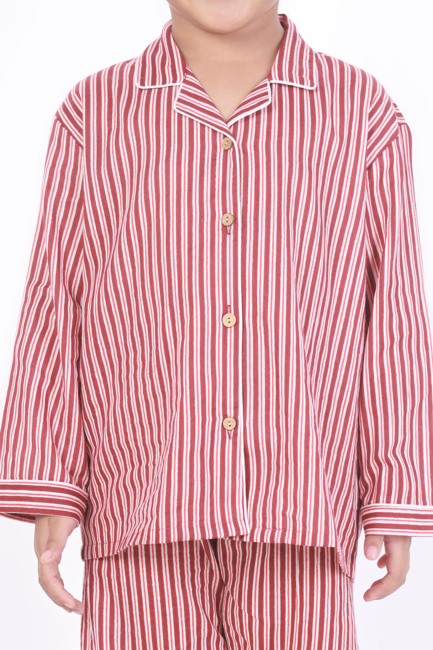 Red Pink Stripe Shirt Pajama nightsuit for kids 