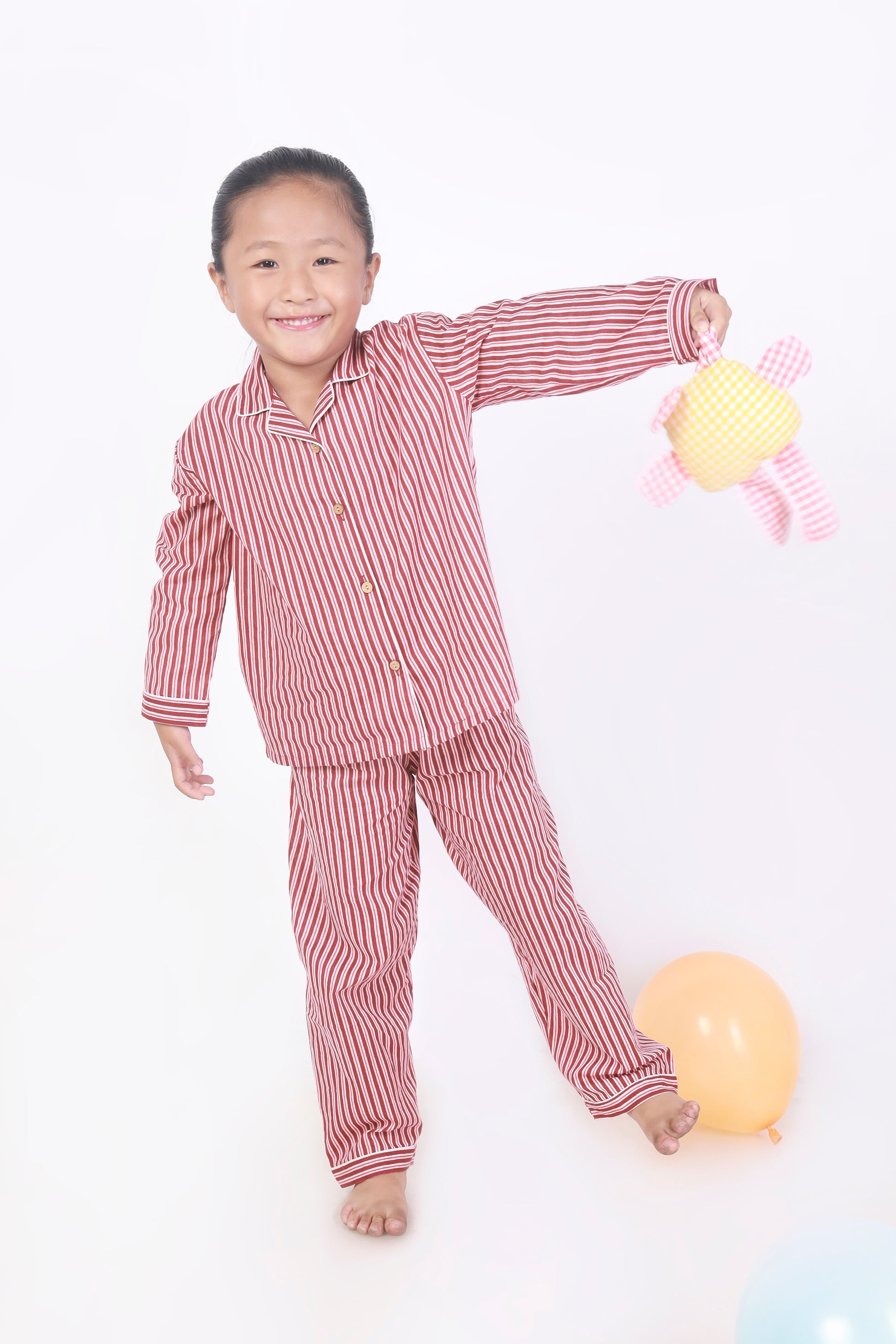 Red Pink Stripe Shirt Pajama nightsuit for kids 
