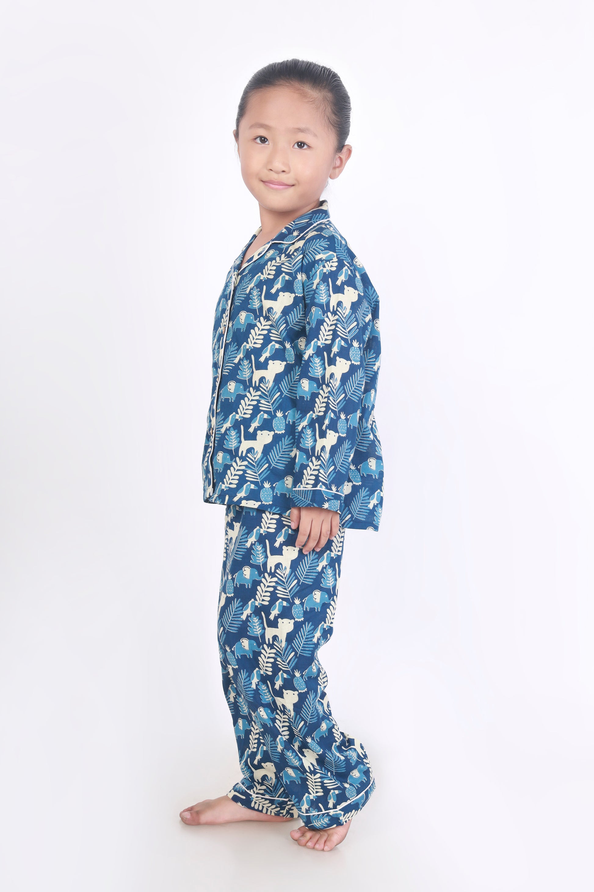 Blue Jungle print shirt pajama cotton pajama for kids 