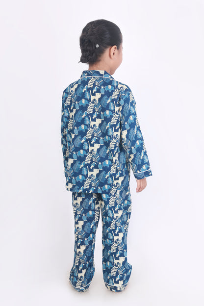 Blue Jungle print shirt pajama cotton pajama for kids 