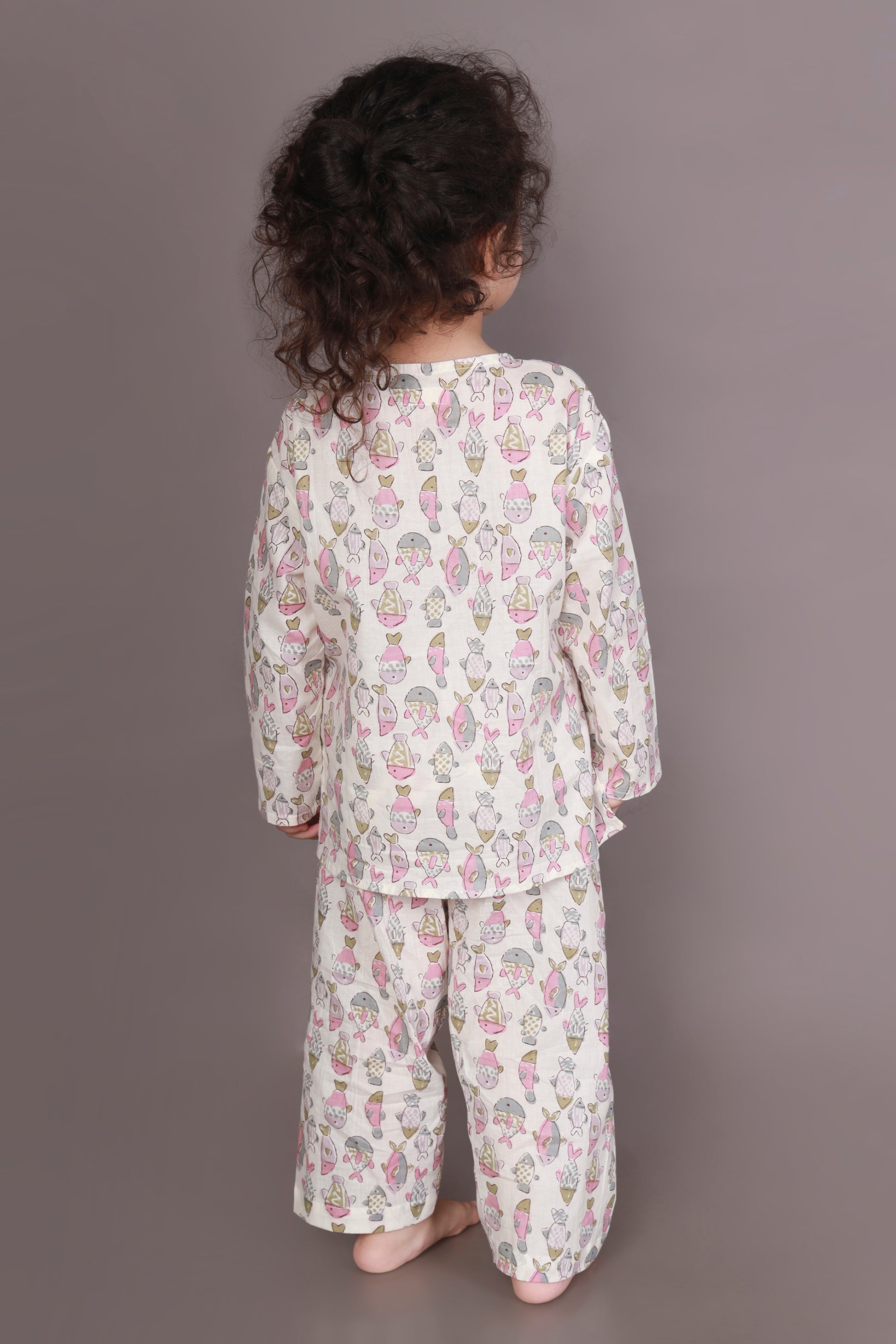 Fish Print kurta pajama nightsuit cotton for kids 