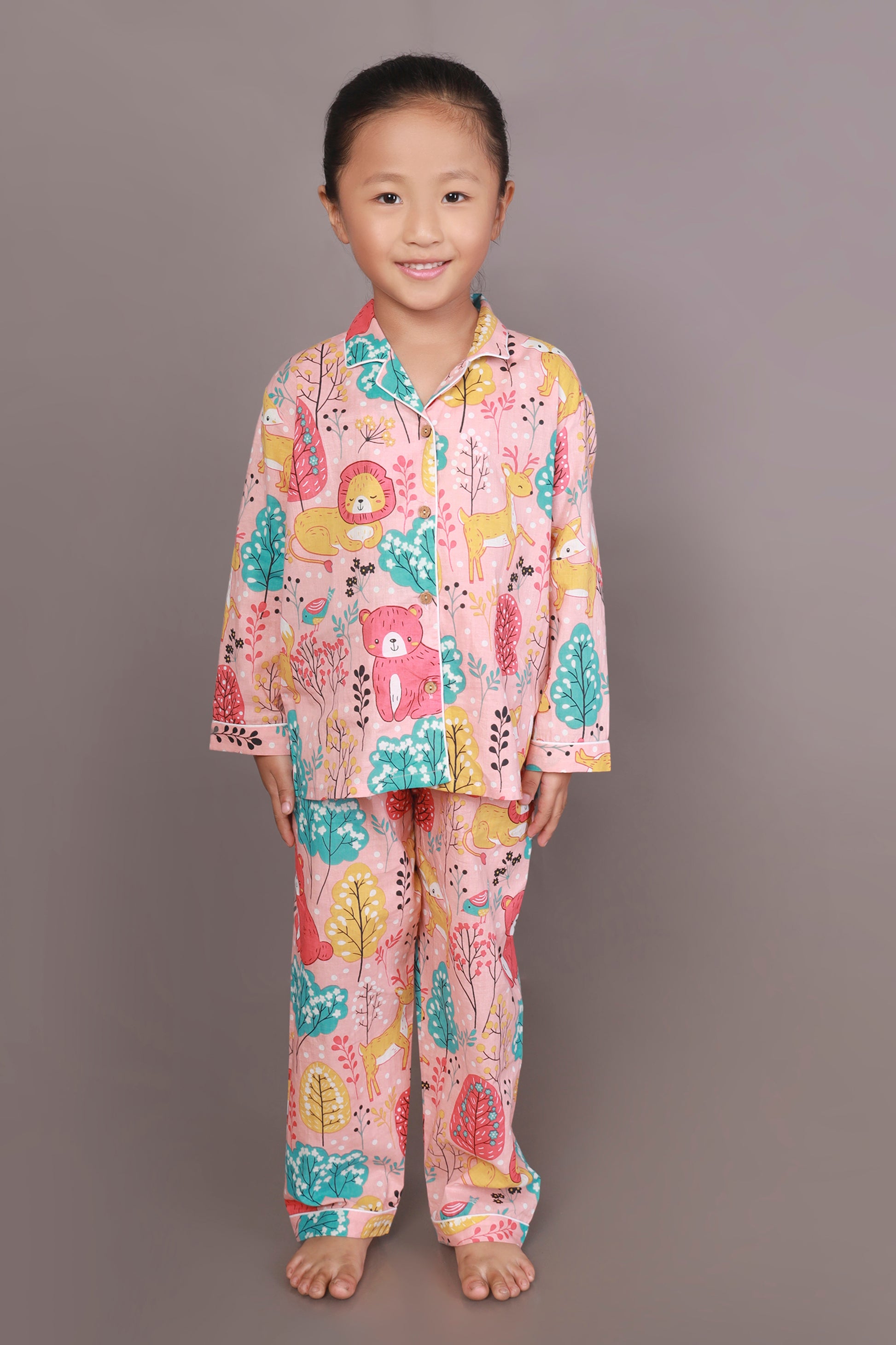 Cute Tiger Teddy Print Cotton Shirt pajama nightsuit for kids