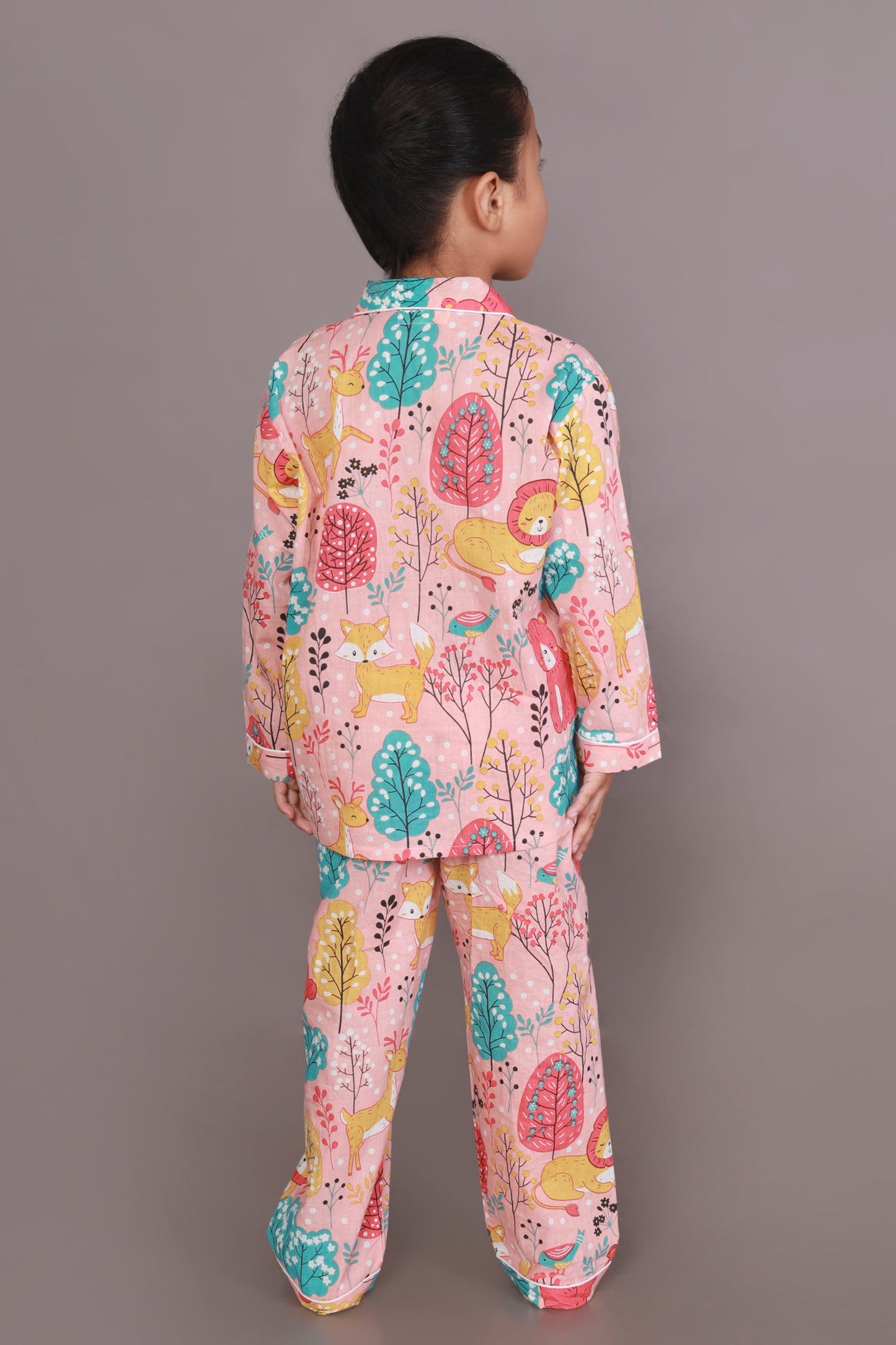 Cute Tiger Teddy Print Cotton Shirt pajama nightsuit for kids