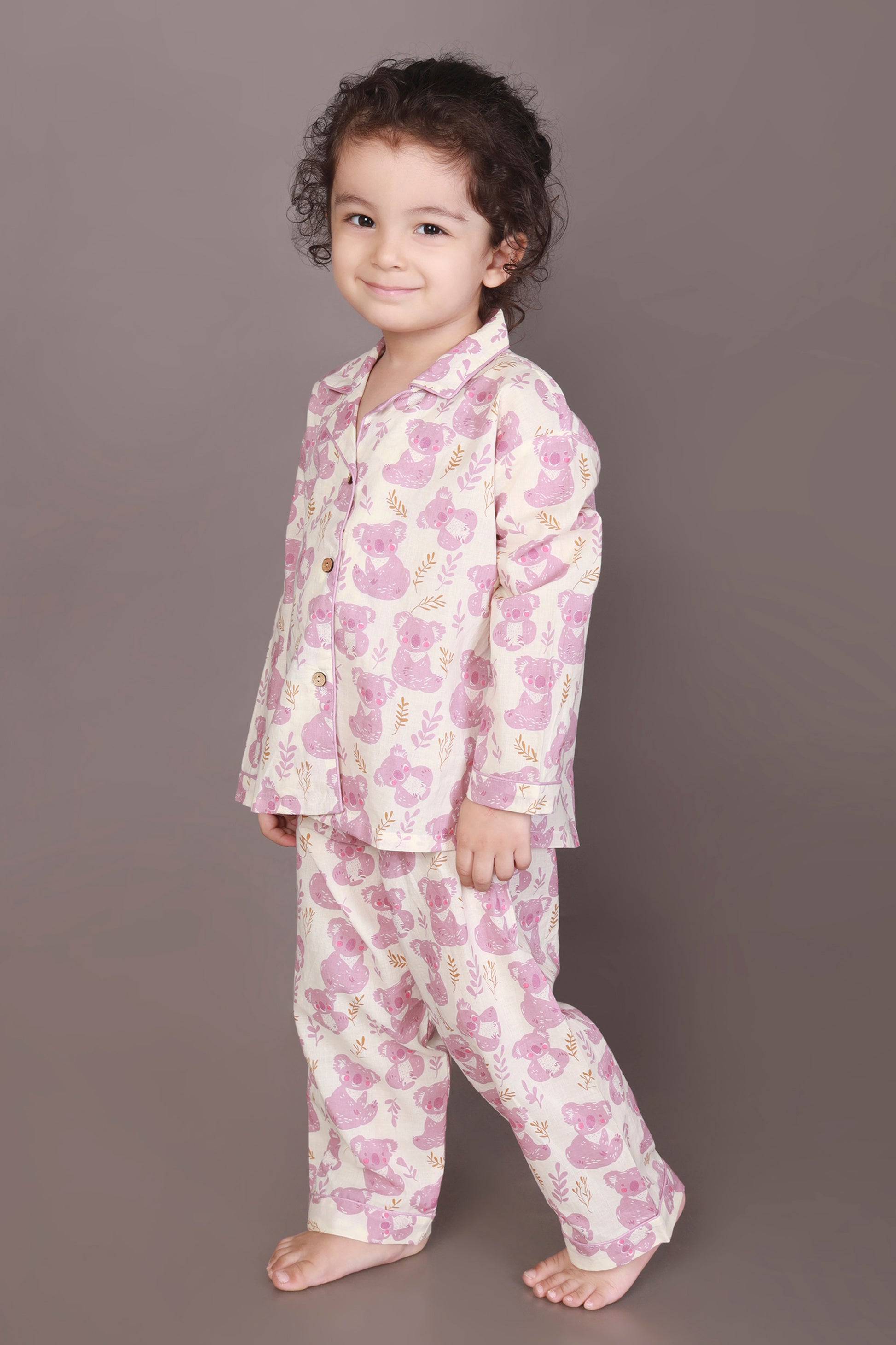 Pink panda teddy cotton shirt pajama nightsuit for kids 