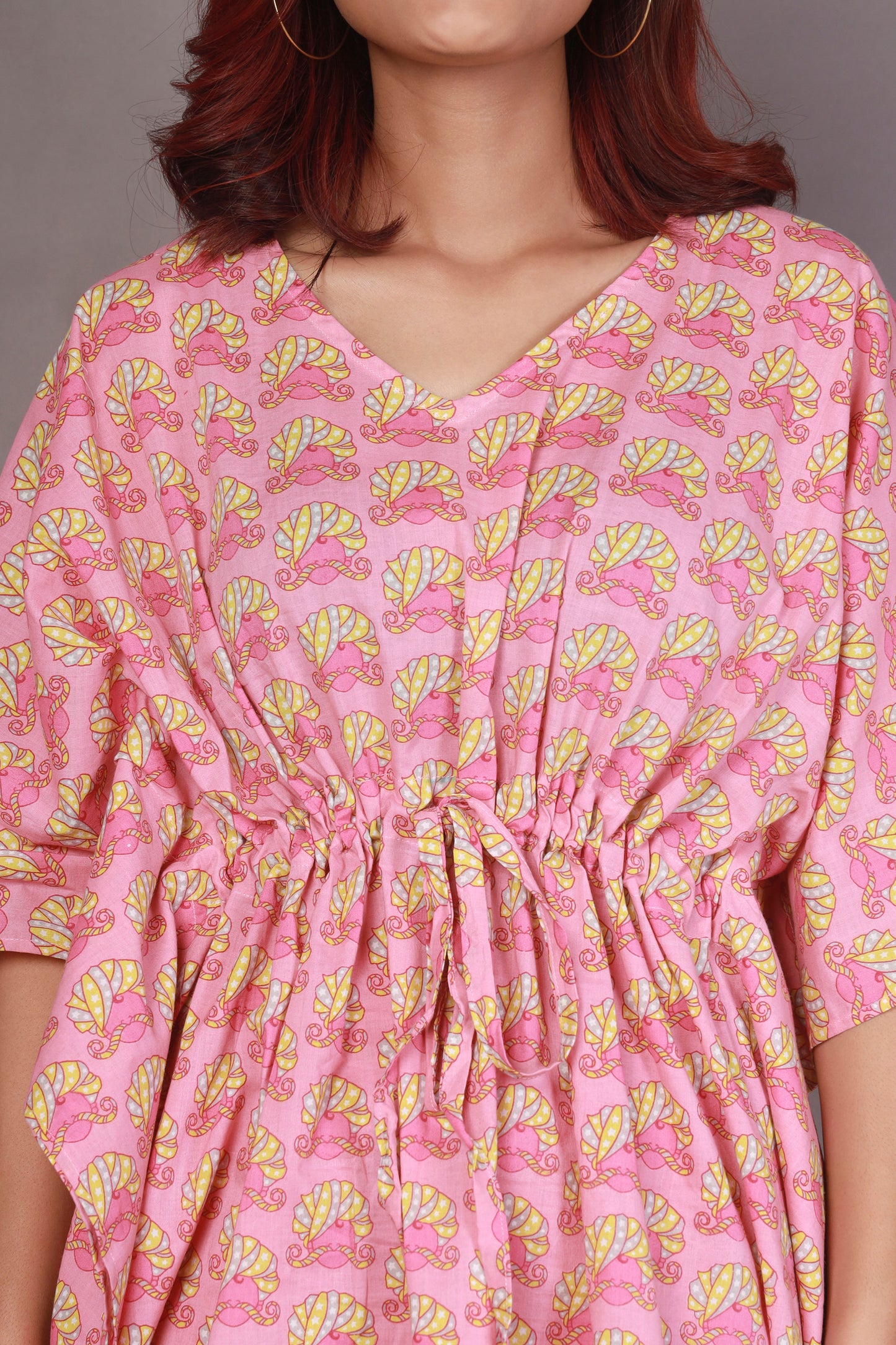 Women’s Loungewear Kaftan Cotton Pink Quirky Print Co-ord Set