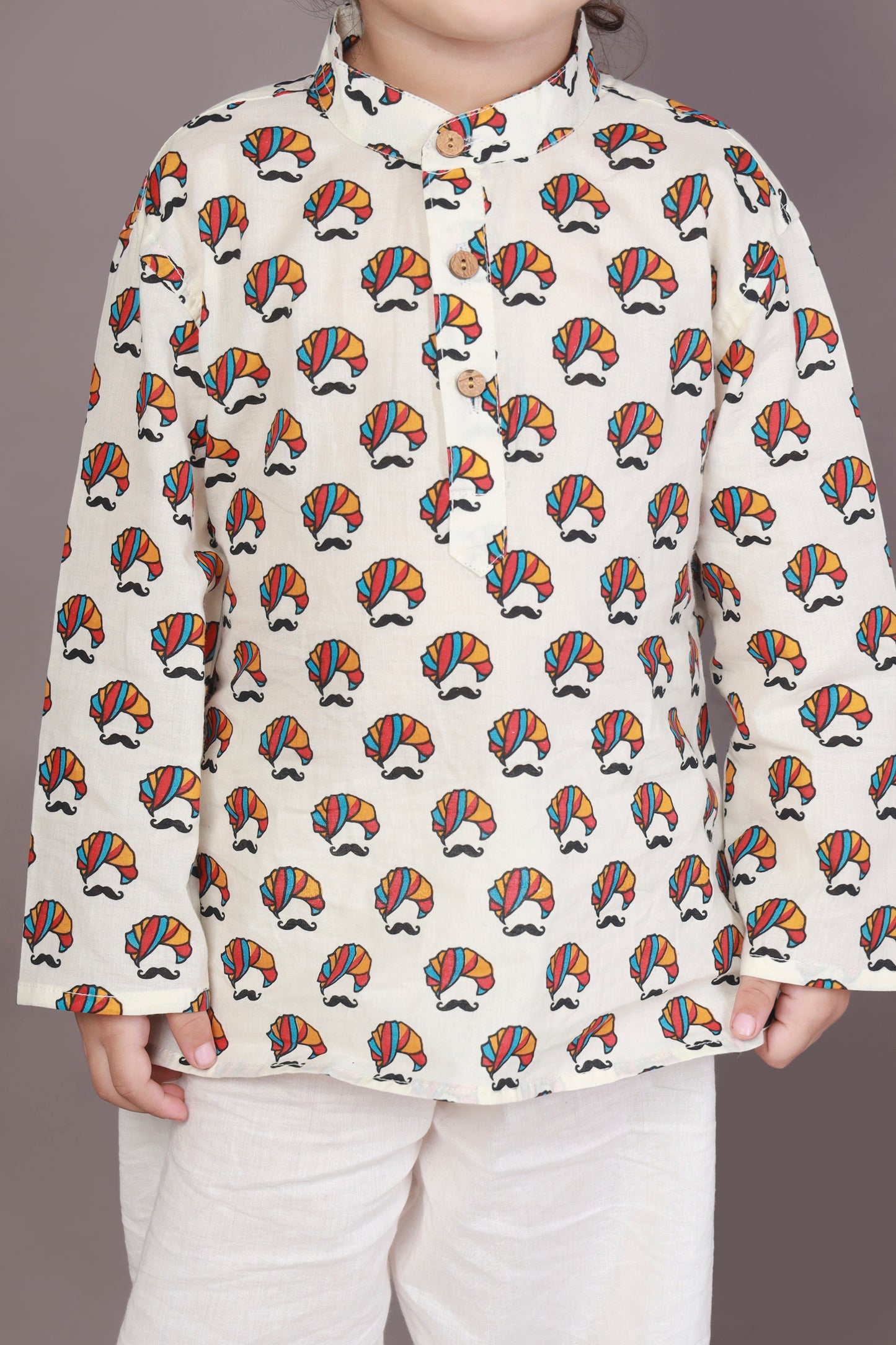 Colourful Turban Print kurta pajama nightsuit set for kids 