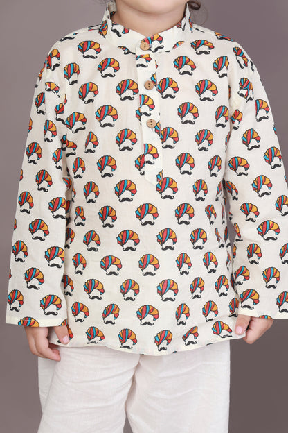 Colourful Turban Print kurta pajama nightsuit set for kids 