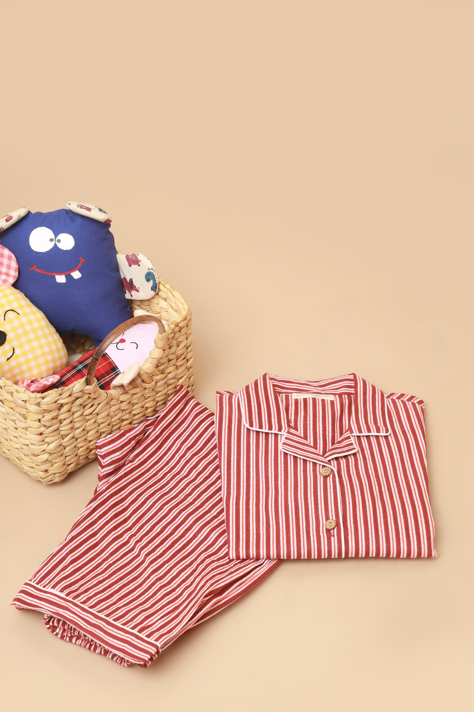Red Pink Stripe Shirt Pajama nightsuit for kids 