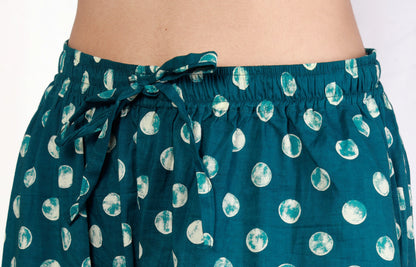 Woman  teal polka dot kaftan set  drawstrings