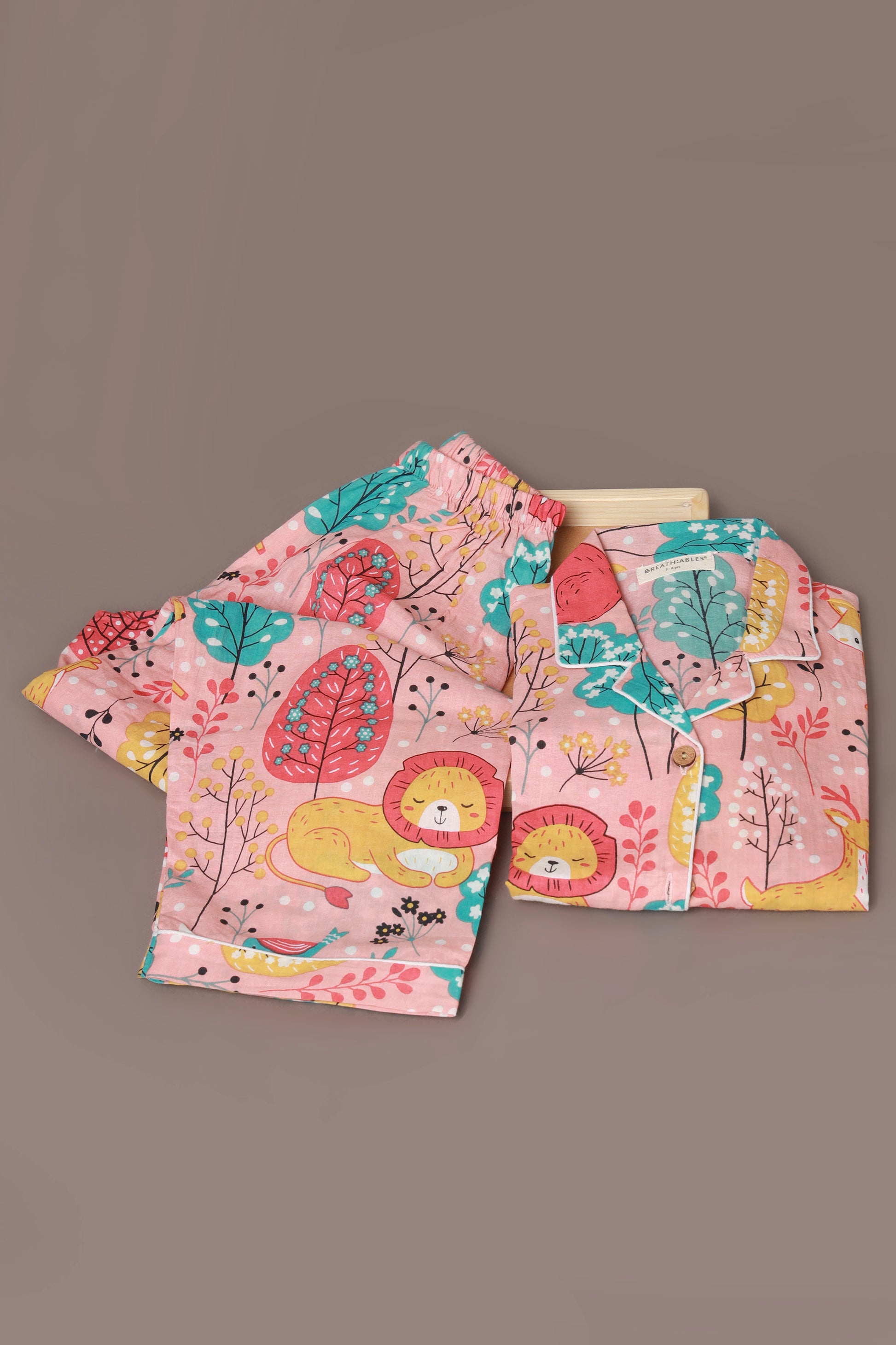 Cute Tiger Teddy Print Cotton Shirt pajama nightsuit for kids