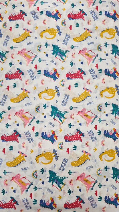 Colorful print  with animal pattern on Fabric