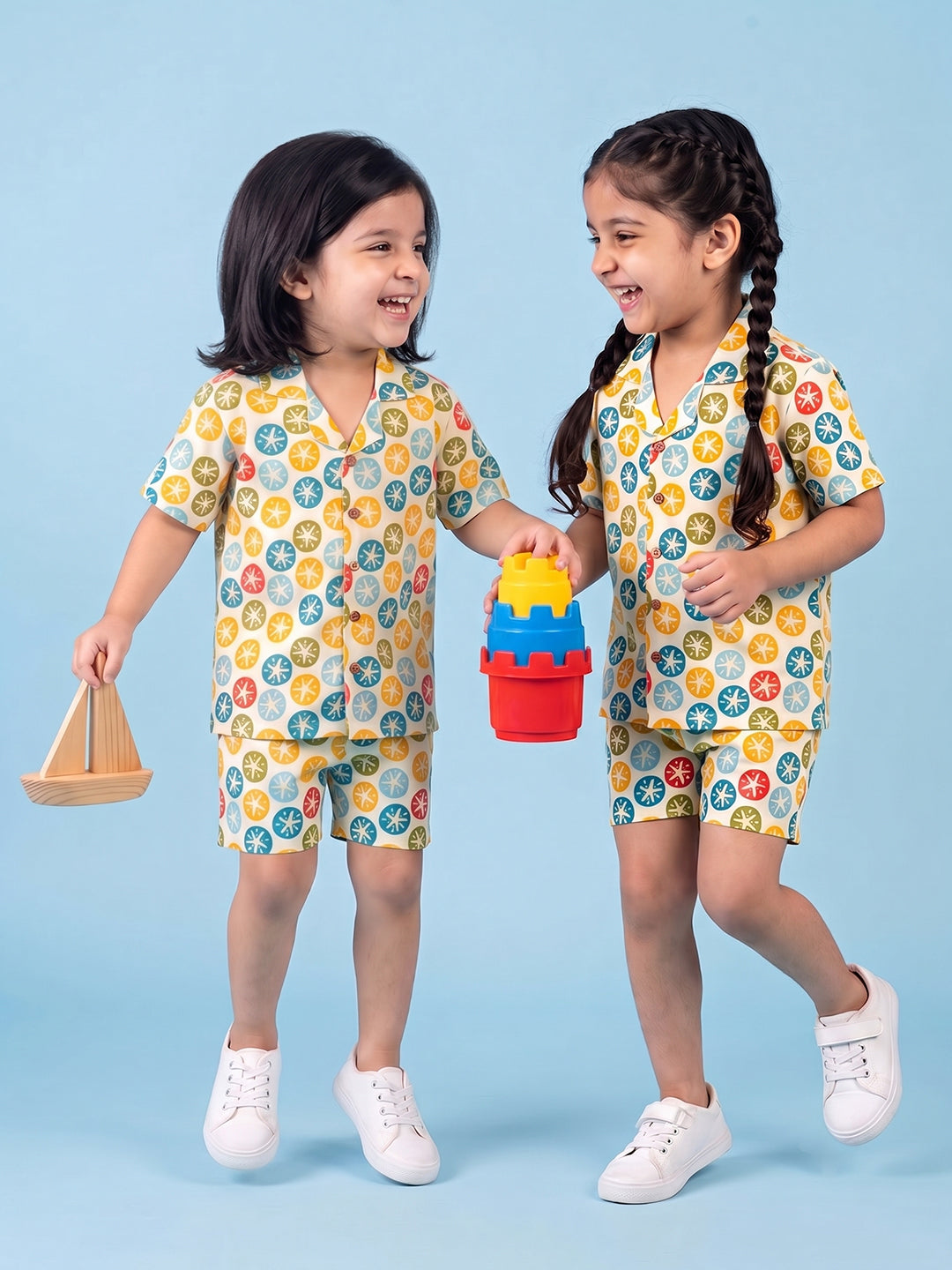 Colourful Shorts Set Kids playing 