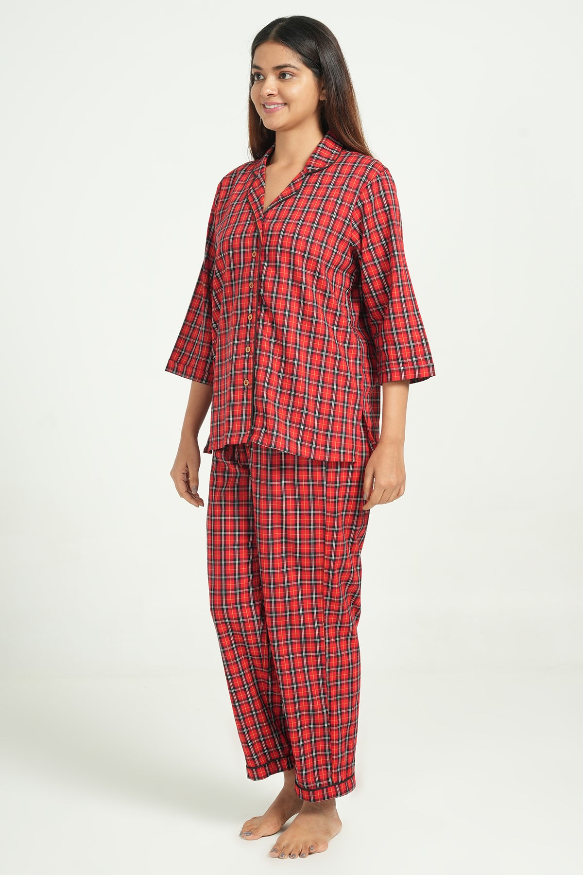 PJ Set Combo - Night Suits Pink + Red Checks Set ( Set of 2 ) - BREATH:ABLES