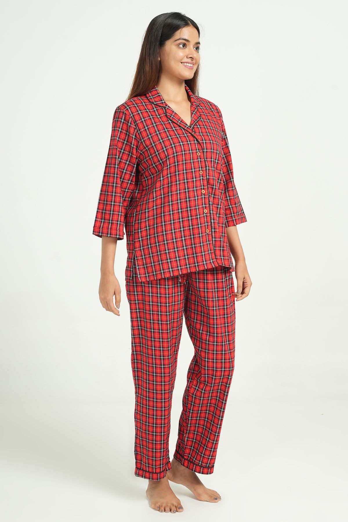 PJ Set Combo - Night Suits Pink + Red Checks Set ( Set of 2 ) - BREATH:ABLES