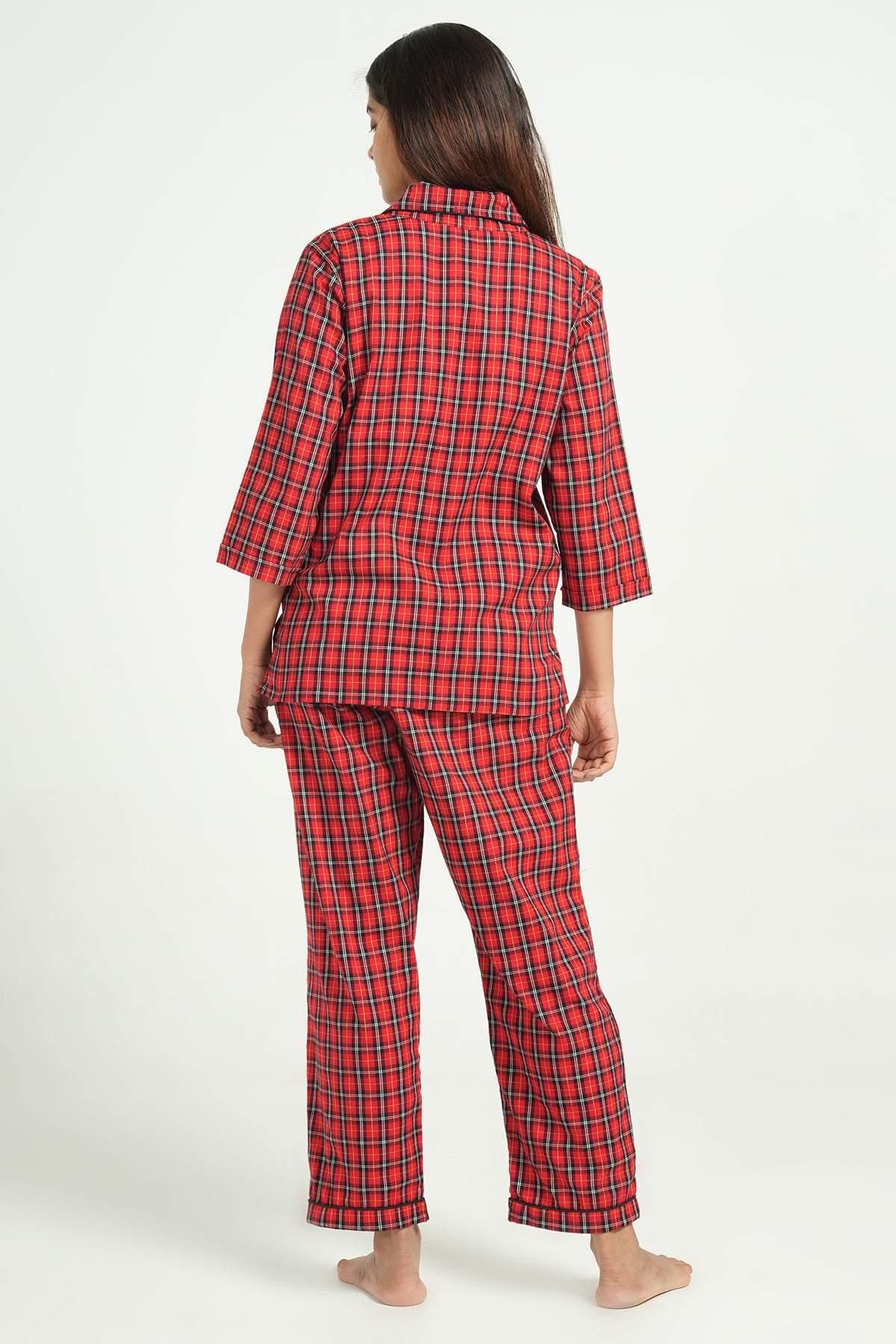 PJ Set Combo - Night Suits Pink + Red Checks Set ( Set of 2 ) - BREATH:ABLES