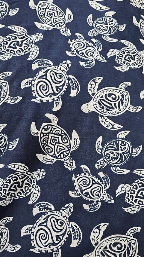 Fabric with turtle pattern on a colorful background