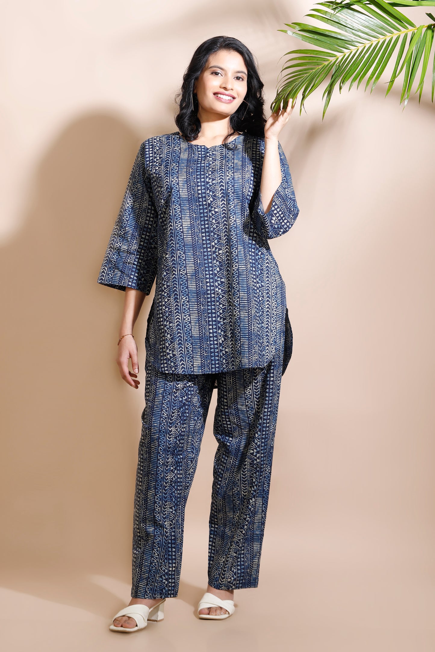 Blue Abstract Print Cotton Co-ord Set