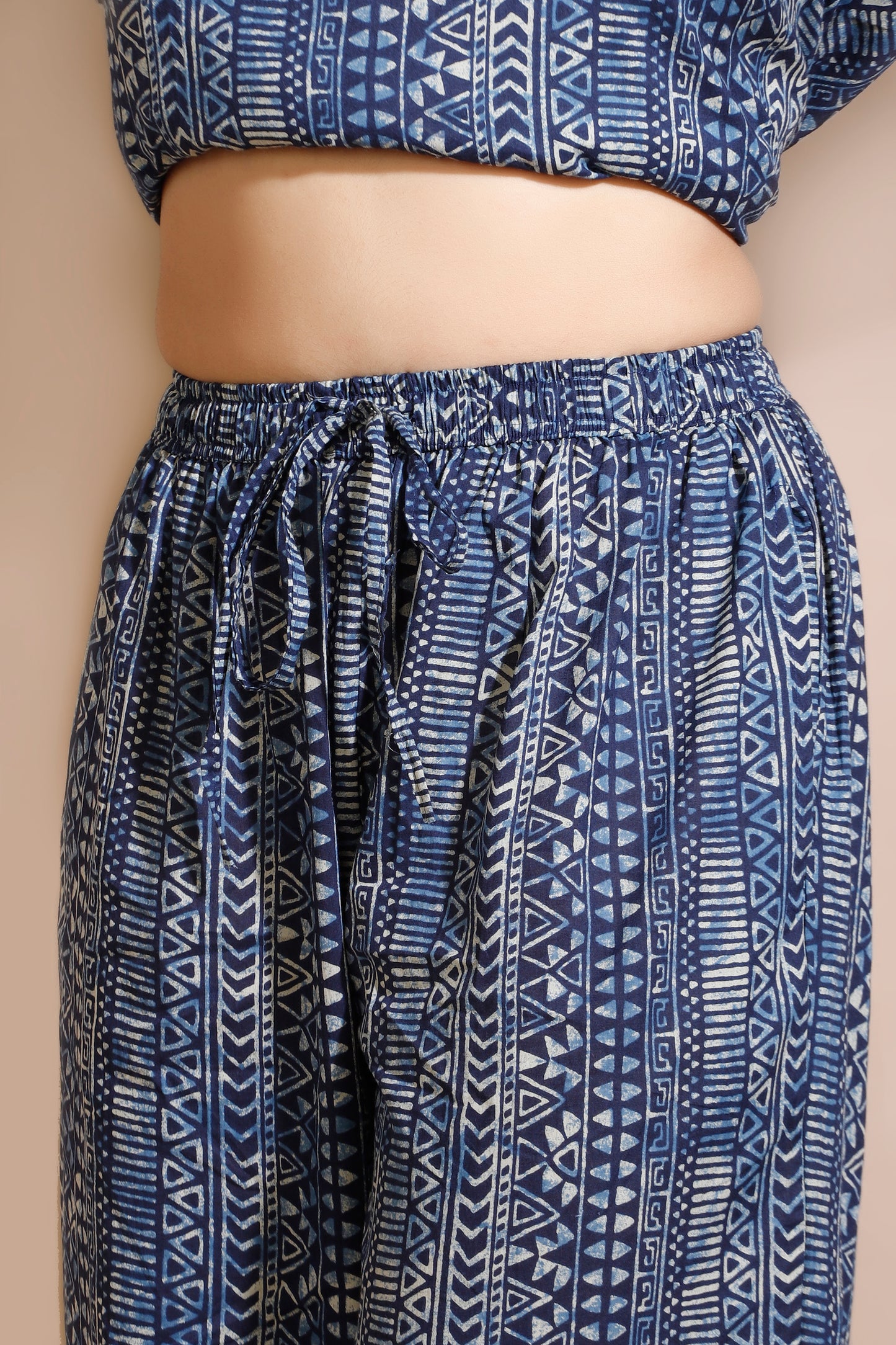 Blue Abstract Print Cotton Co-ord Set