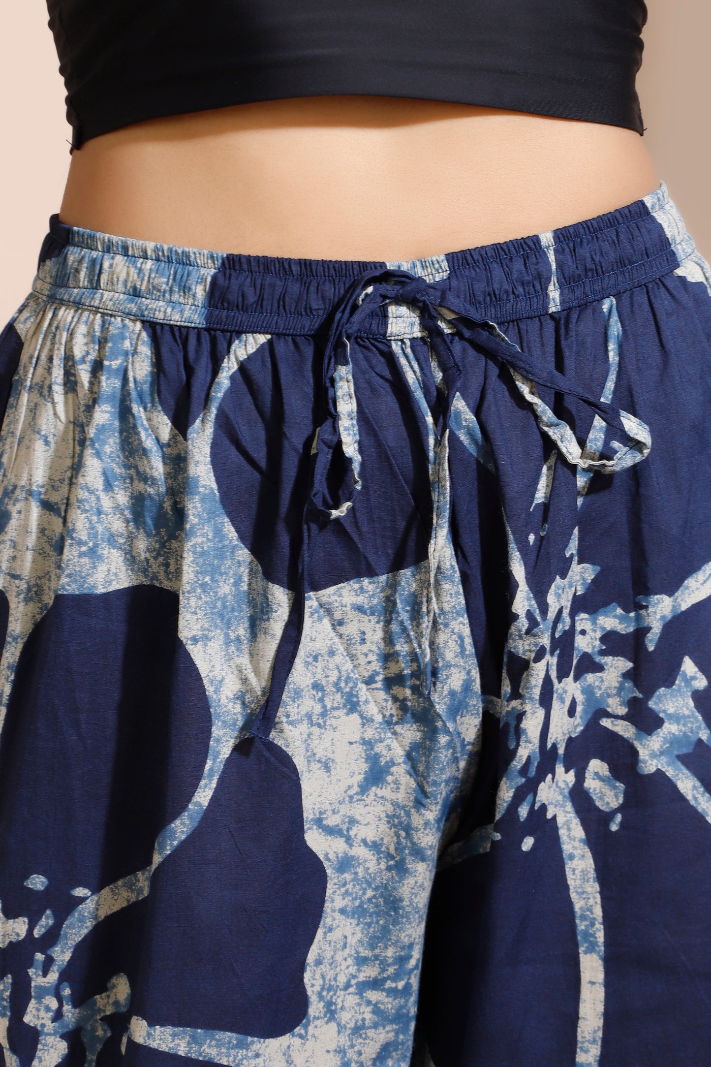 Blue Floral Print Cotton Long Kurta Co-ord Set