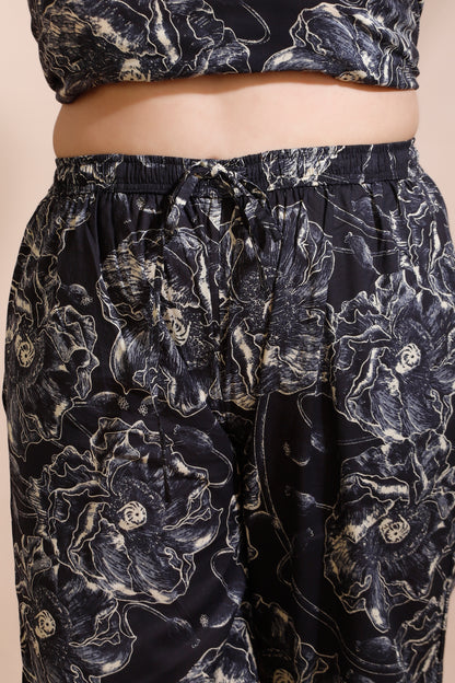Black Floral Print Cotton Co-ord Set