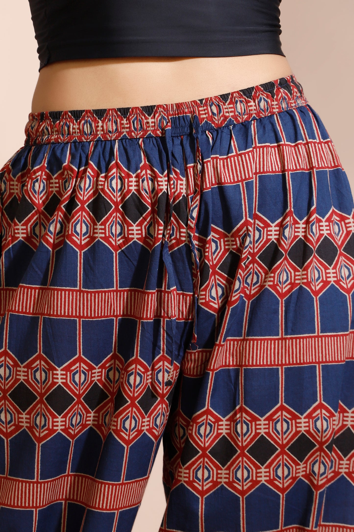 Blue Geometric Print Cotton Long Kurta Co-ord Set