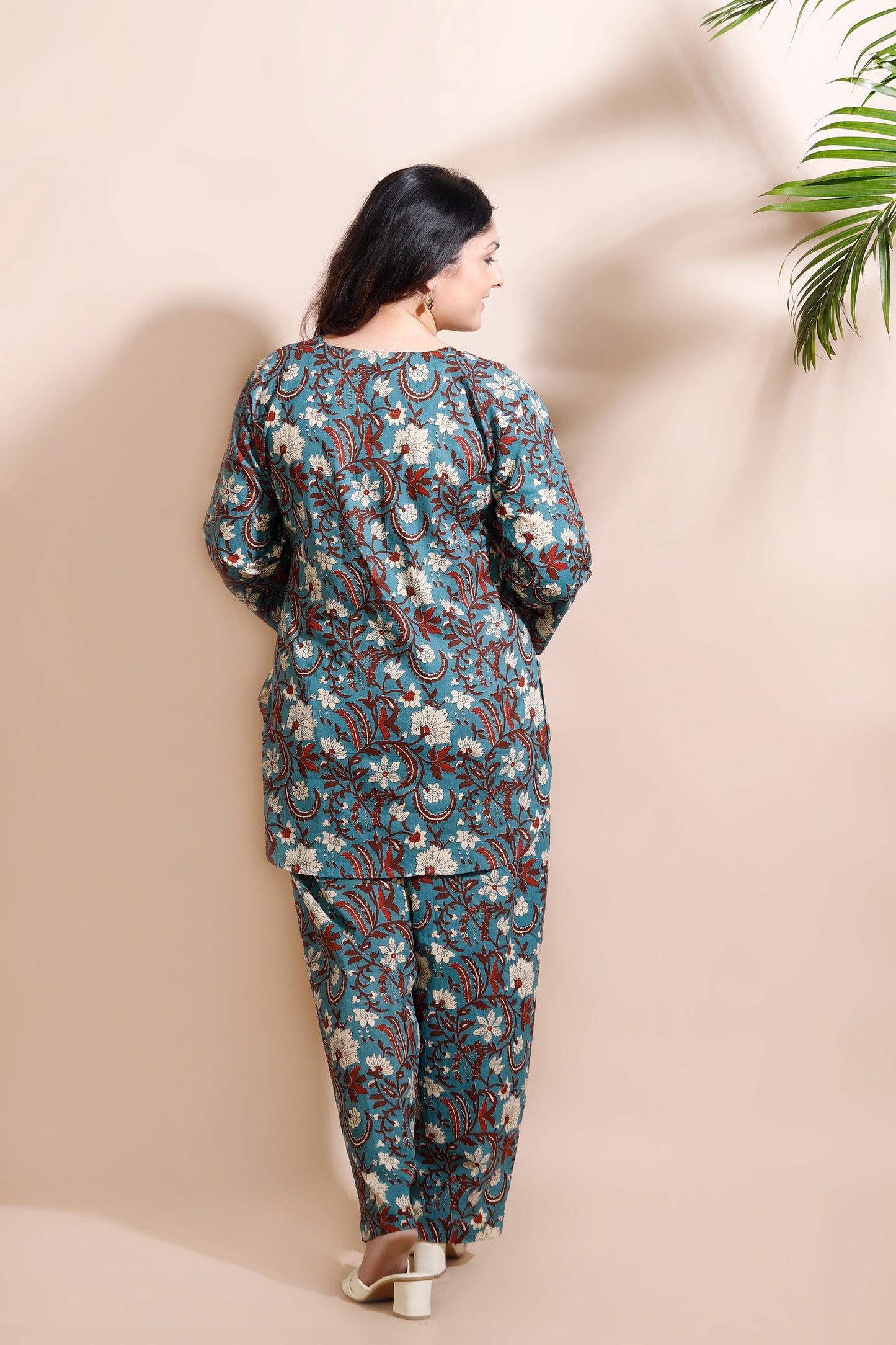 Blue Kalamkari Floral Cotton Co-ord Set